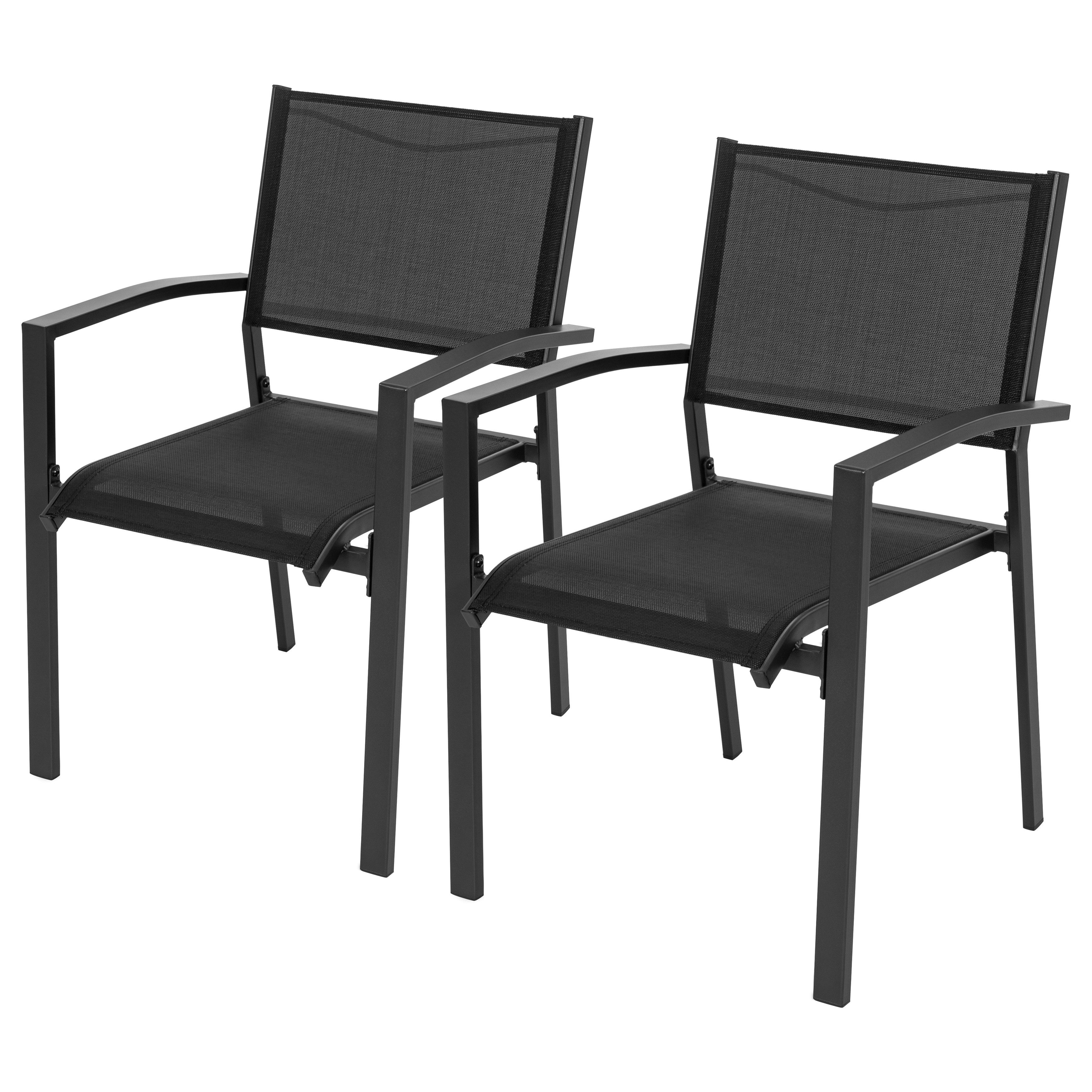 Avestar Gartenstuhl Stapelbare Esszimmerstühle (2 St) aus schwarzem Textilene (2 St)