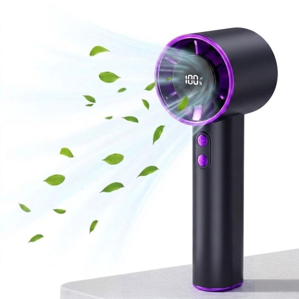 Montegoni Handventilator Tragbarer Mini USB Ventilator, Handventilator USB Ventilator, Starke Windleistung, Digitaldisplay, leise & USB-aufladbar