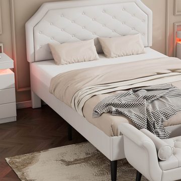 BlingBin Polsterbett 140 x 200 cm - Doppelbett Bett mit Lattenrost (1er Set, 1-tlg., Bett Ohne Matratzen), mit Holz Lattenroste und Mittelfuß