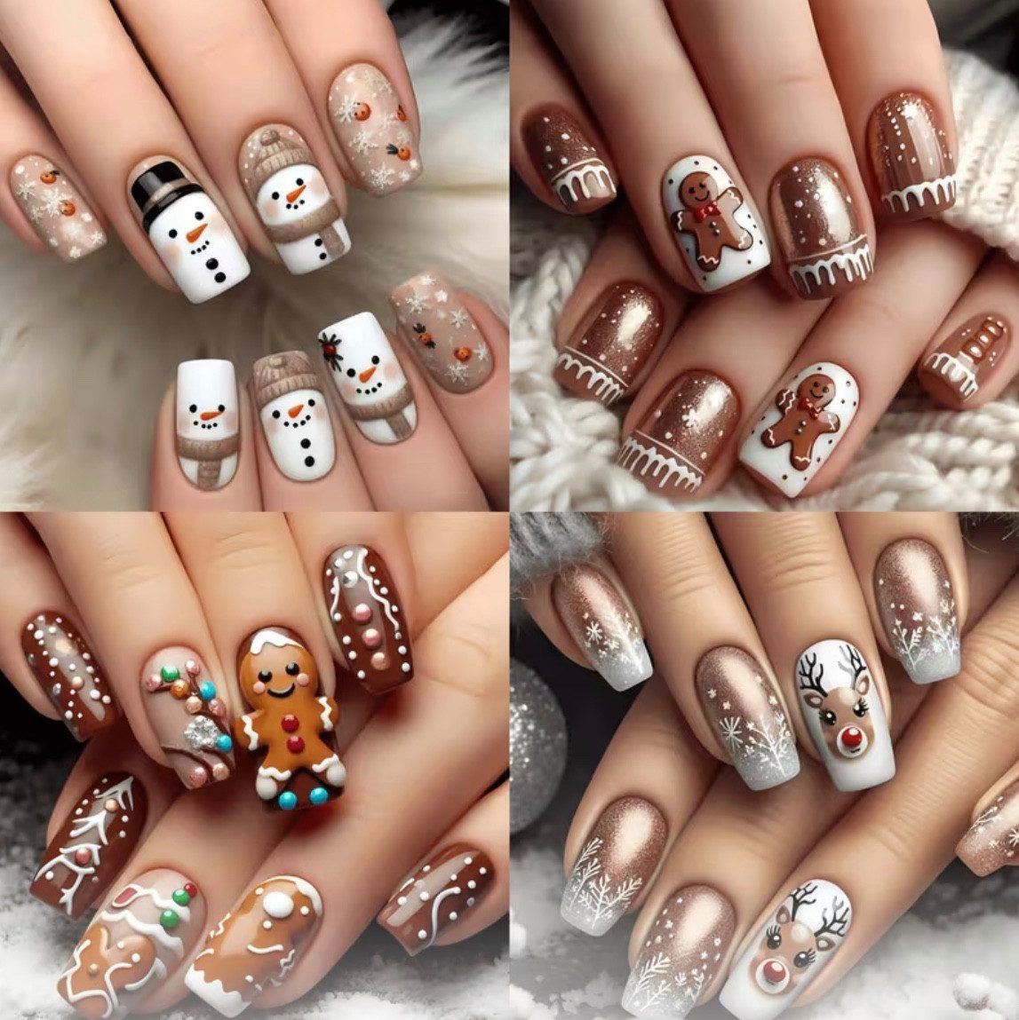 Samira Kunstfingernägel Kunstnägel Weihnachtlich, Weihnachten, Leichte Anwendung