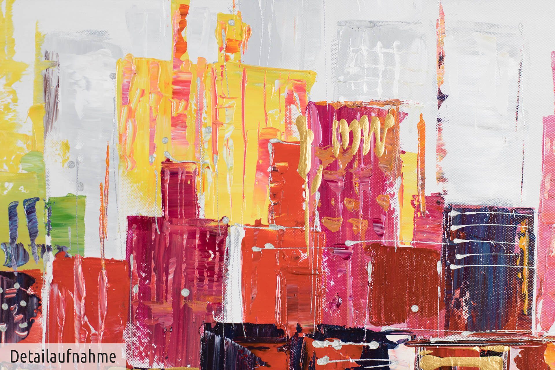 KUNSTLOFT Gemälde City of Lights 120x60 cm, Leinwandbild 100% HANDGEMALT Wandbild Wohnzimmer