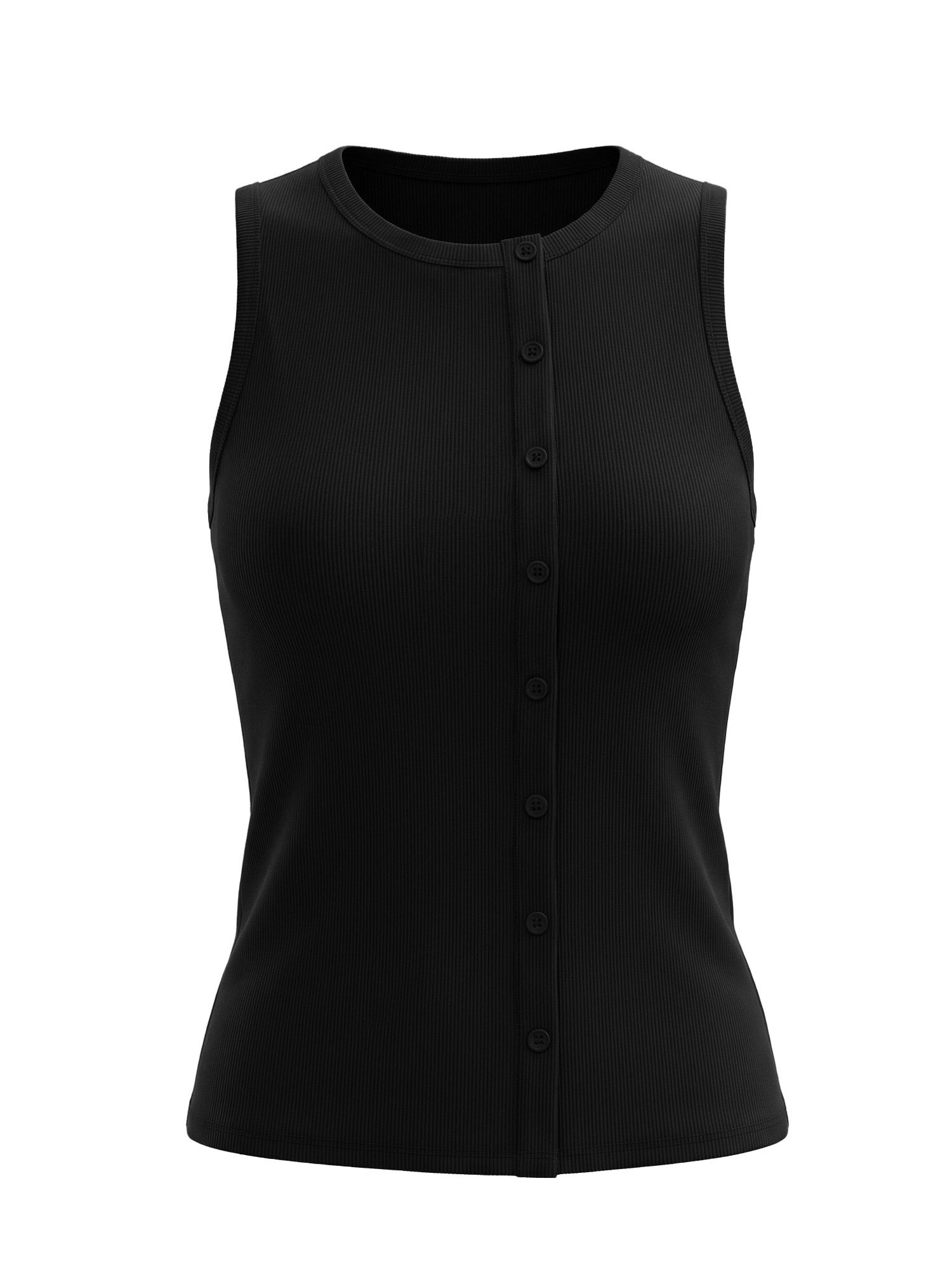 Imily Bela Ripptanktop Damen Gerippt ärmellos Rundhals Knöpfe (Packung, 1-tlg., 1per-Pack) mit außermittiger Knopfleiste in Unifarbe – Bild 5 von 5