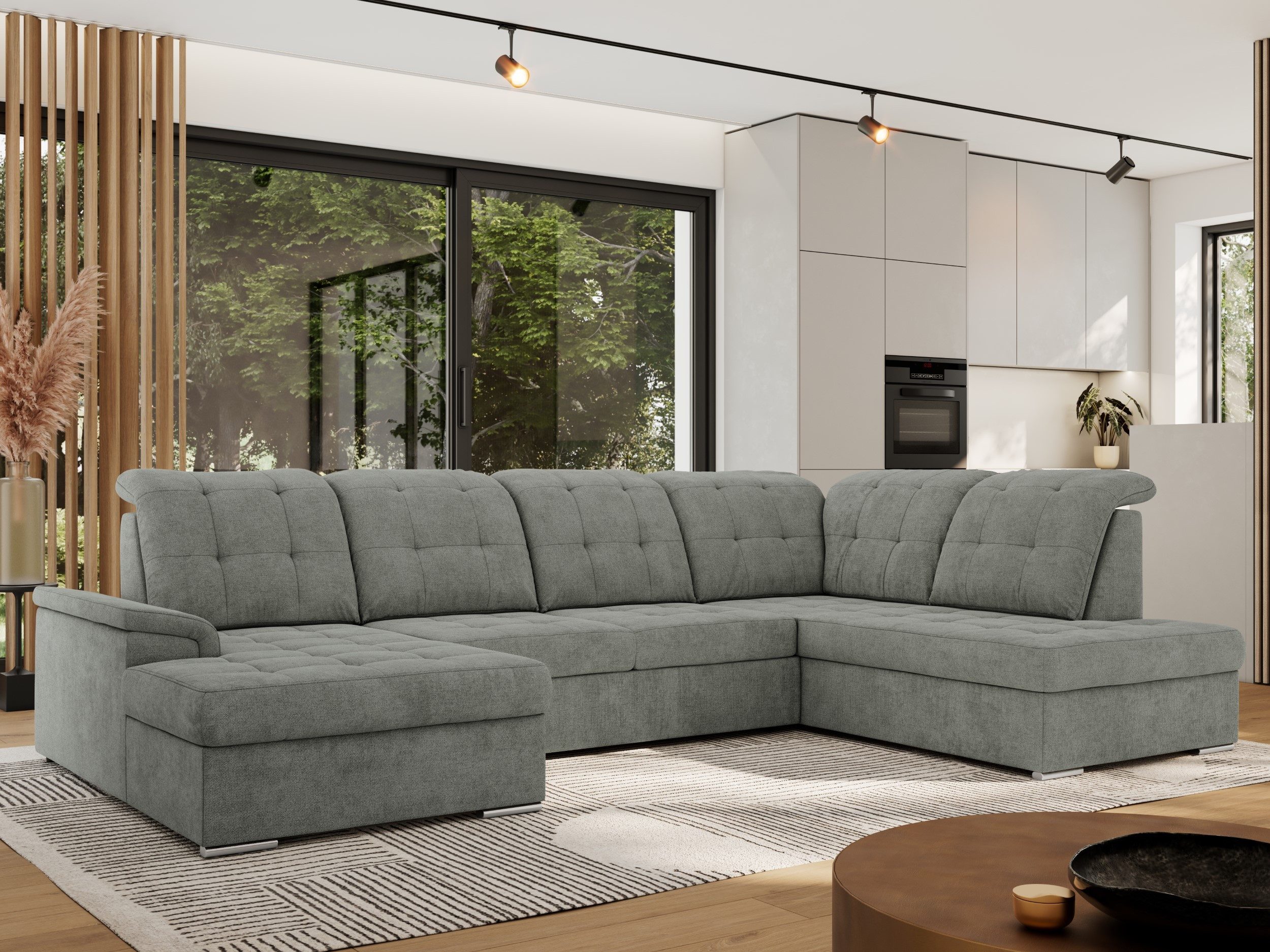 MKS MÖBEL Ecksofa MADRITO U, set, Sofa U-form, mit Schlaffunktion und Bettkasten, Wohnlandschaft