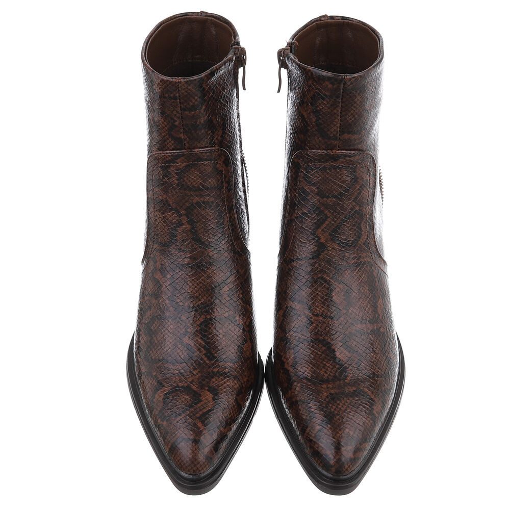 Ital-Design Eleganter Ankle-Stiefel aus strukturiertem Material für Damen Westernstiefelette (90542947) Blockabsatz Stiefeletten in Braun