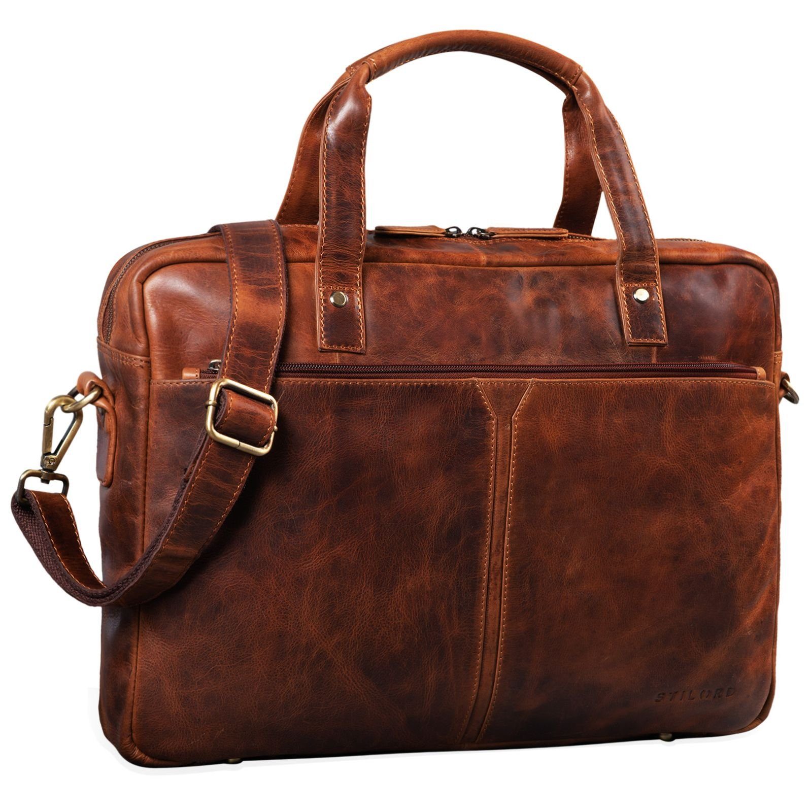 STILORD Laptoptasche "Geralt" Vintage Ledertasche zum Umhängen