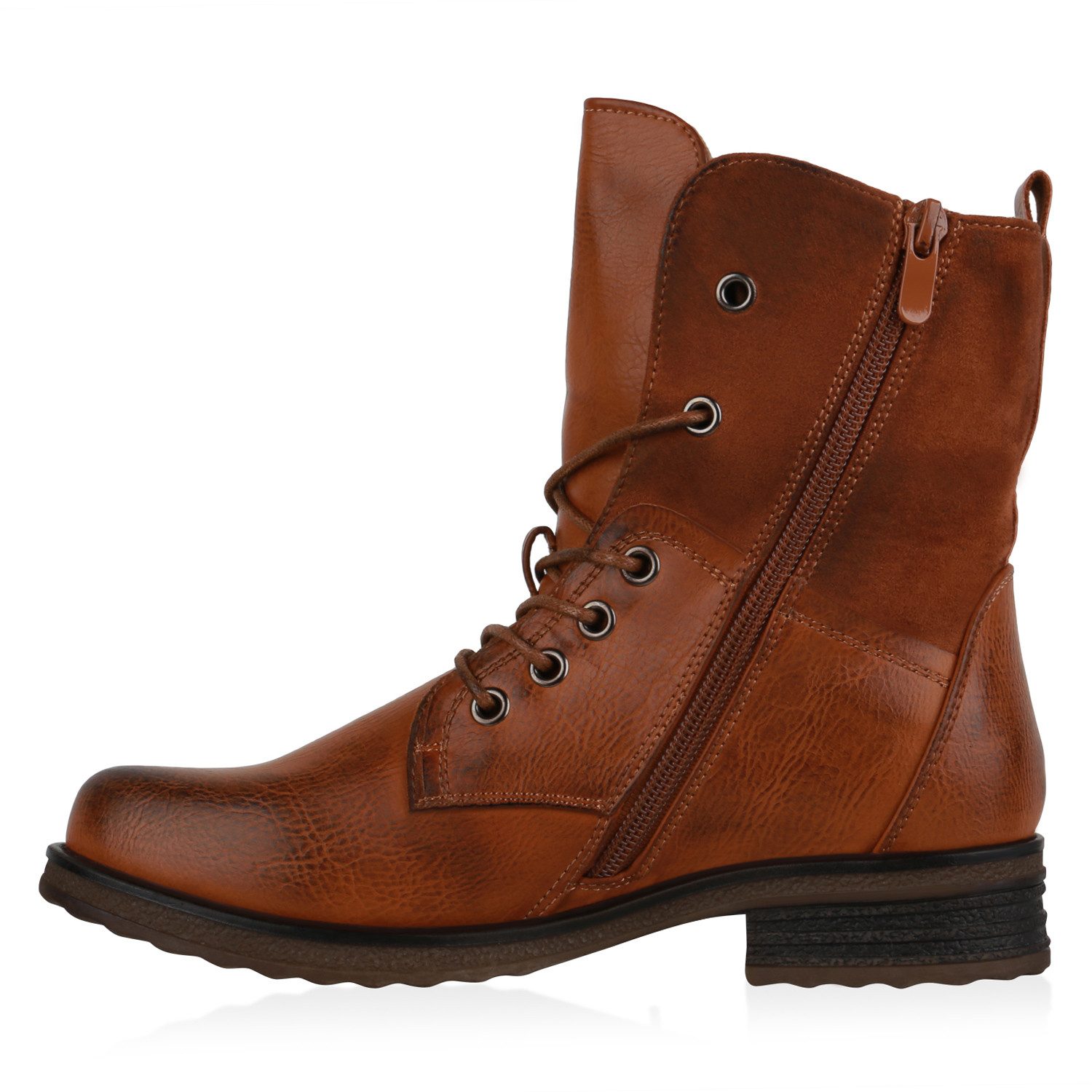 VAN HILL 835417 Schnürstiefelette Damen Schnürstiefeletten Leicht Gefüttert Blockabsatz Stiefeletten