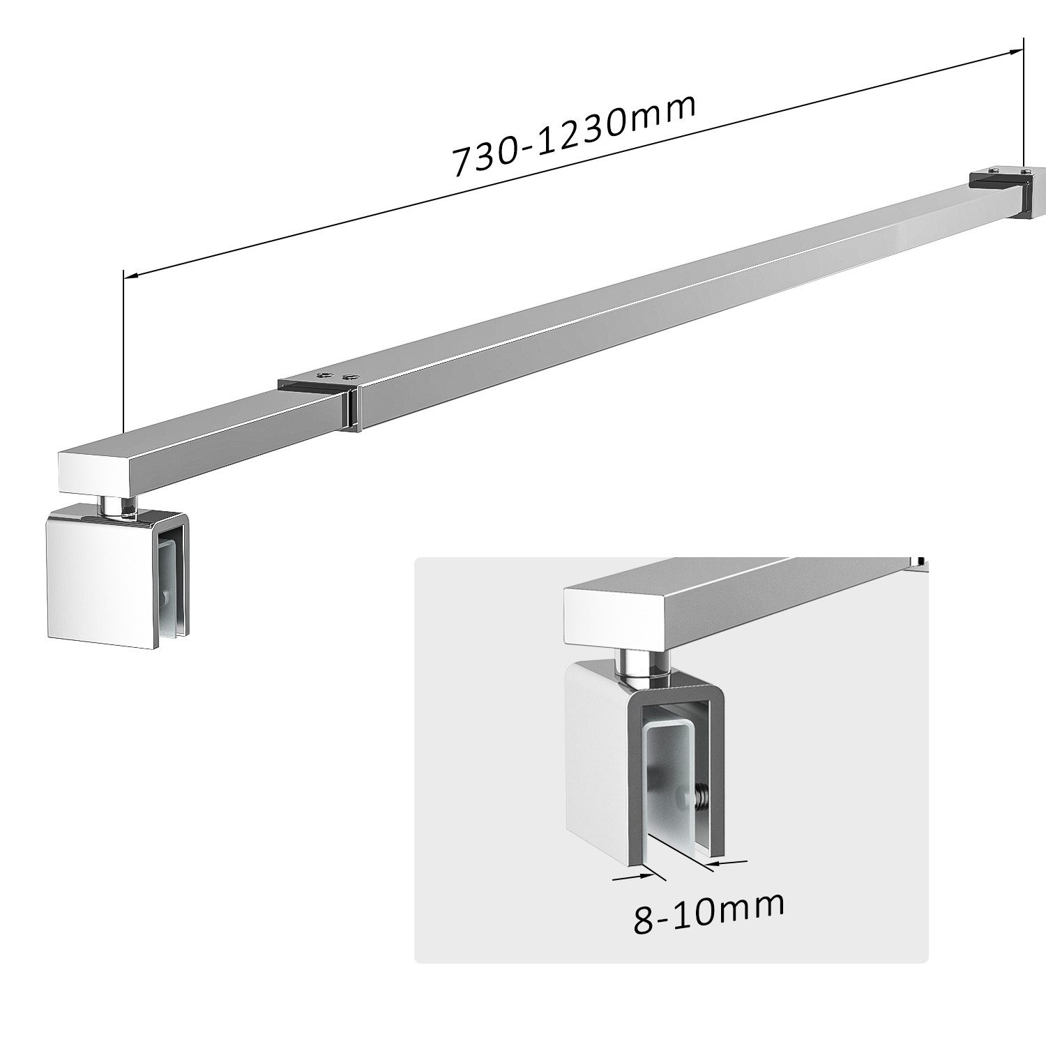 Hopibath Duschwand-Stabilisationsstange Chrom Schwarz für 8-10mm haltestang günstig online kaufen
