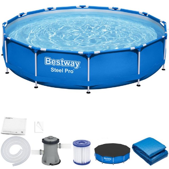 BESTWAY Pool »Gartenpool BESTWAY 56681 366x76 cm 8in1 Polbaby Rund Set Pool Set mit Filterpumpe und Zubehör«