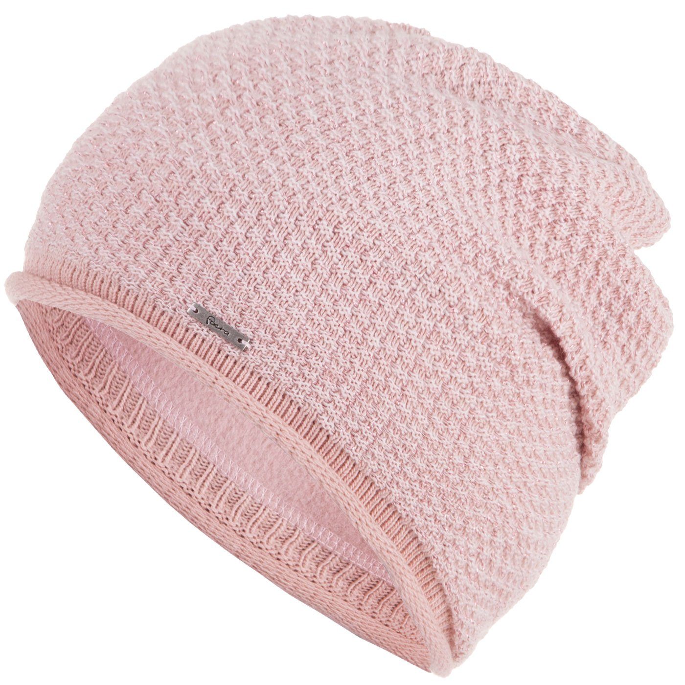 Faera Strickmütze Wintermütze Damen Mütze Haube Damenmütze gefüttert rosa Beanie Strickmütze