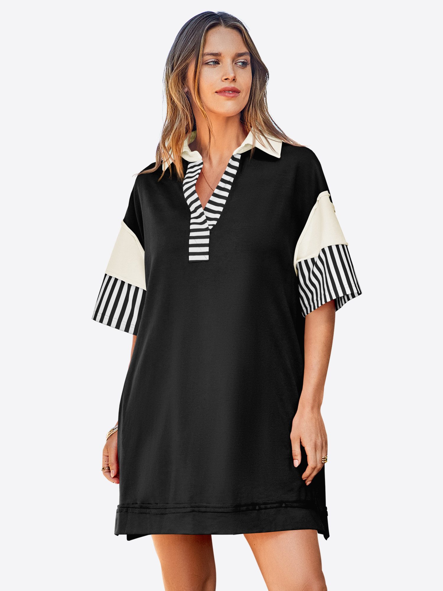 Imily Bela Minikleid Damen Polo Oversized Sweatshirt Kleider (Packung, 1-tl günstig online kaufen