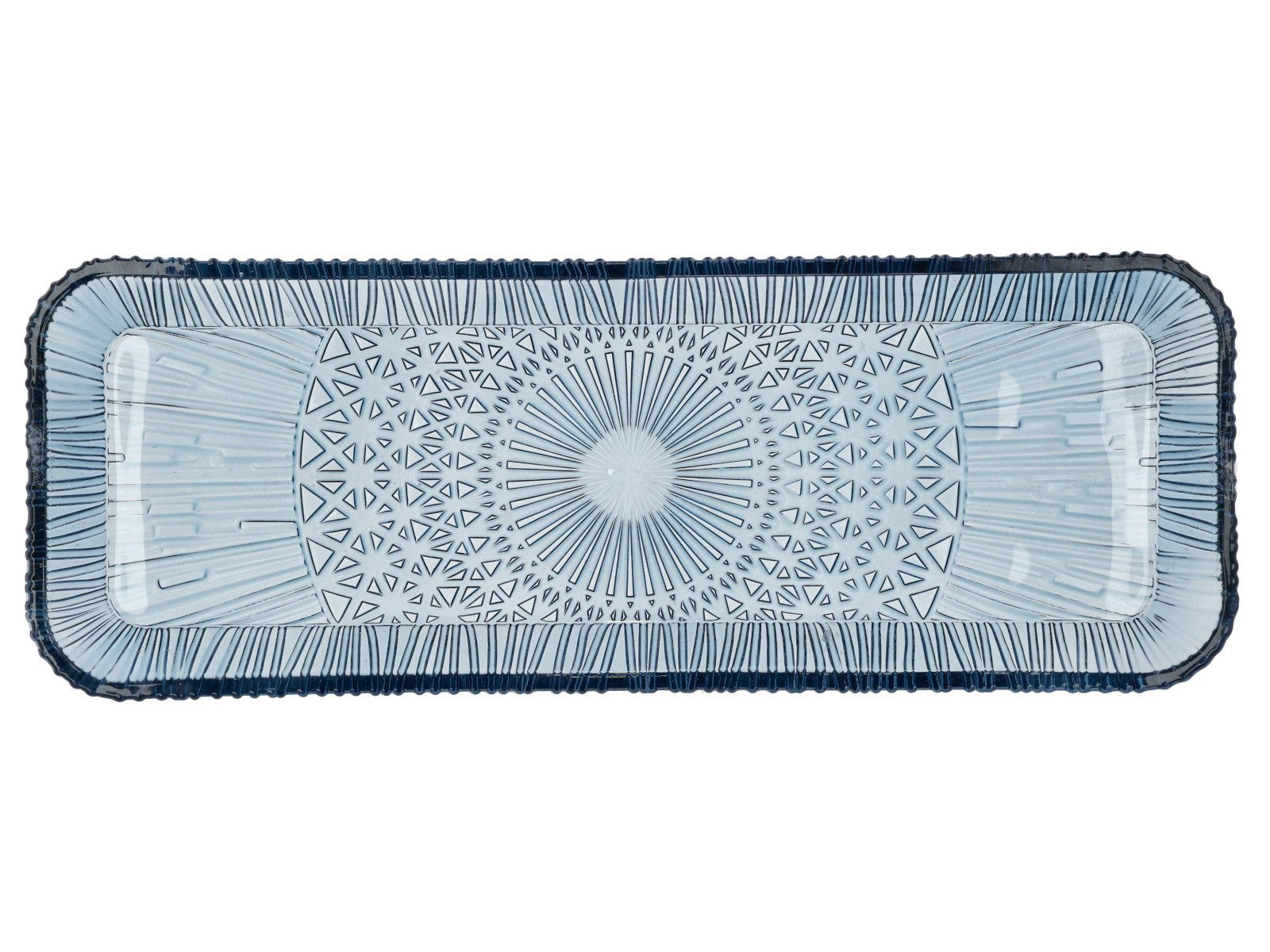 Bitz Servierplatte Kusintha Servierplatte rechteckig blau 38 x 14cm, Glas, (Platten), Servierplatte rechteckig Kusintha 38 x 14 cm Blau