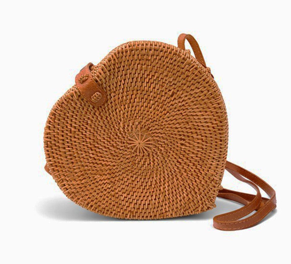 Der Trachtler Basttasche Damen Korbtasche Bali Bag in Herzform, mit Lederriemen - handgefertigt in Bali