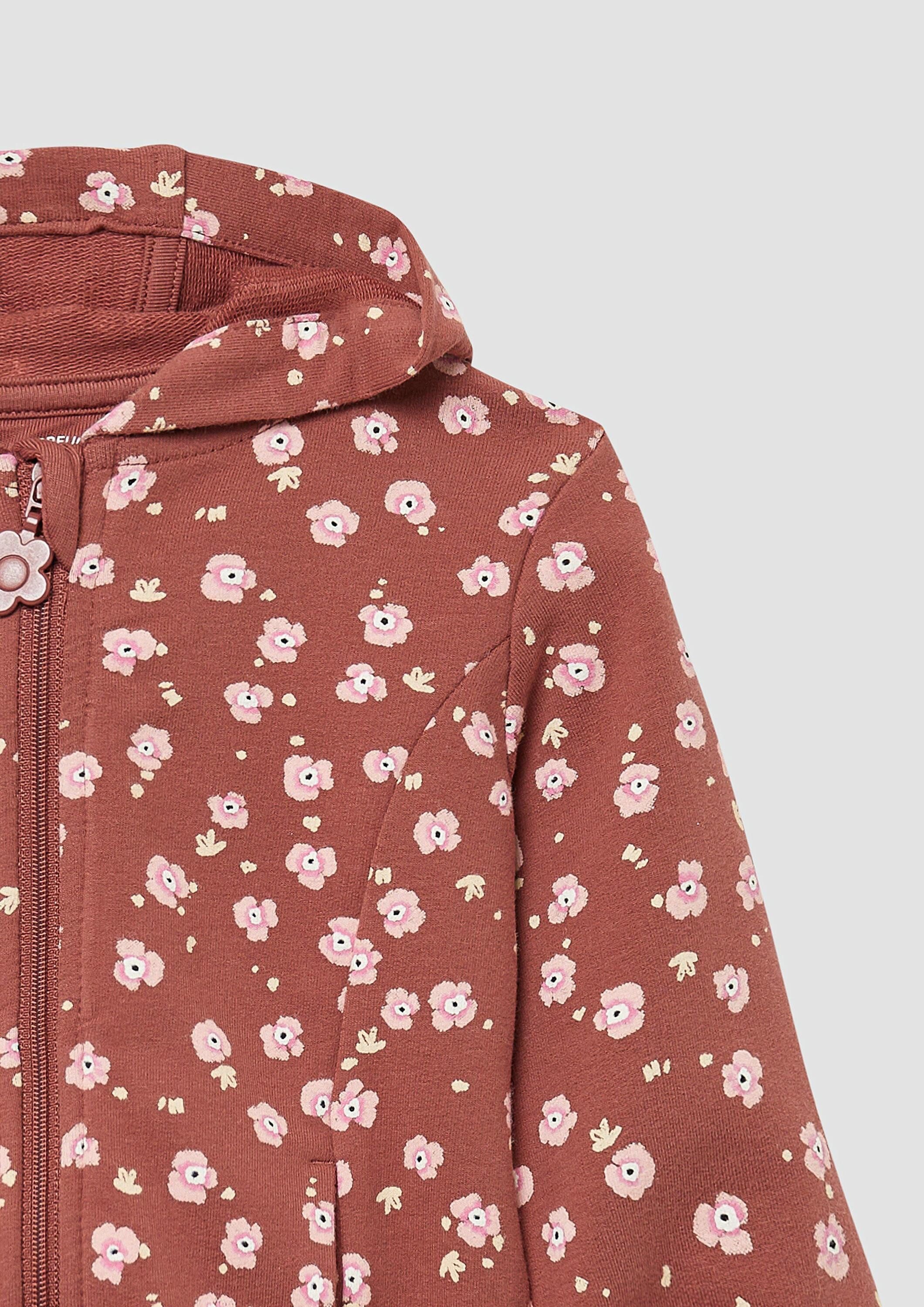 s.Oliver Sweatjacke Sweatshirt Jacke Leichte Sweatjacke mit Kapuze und Glitzer-Details