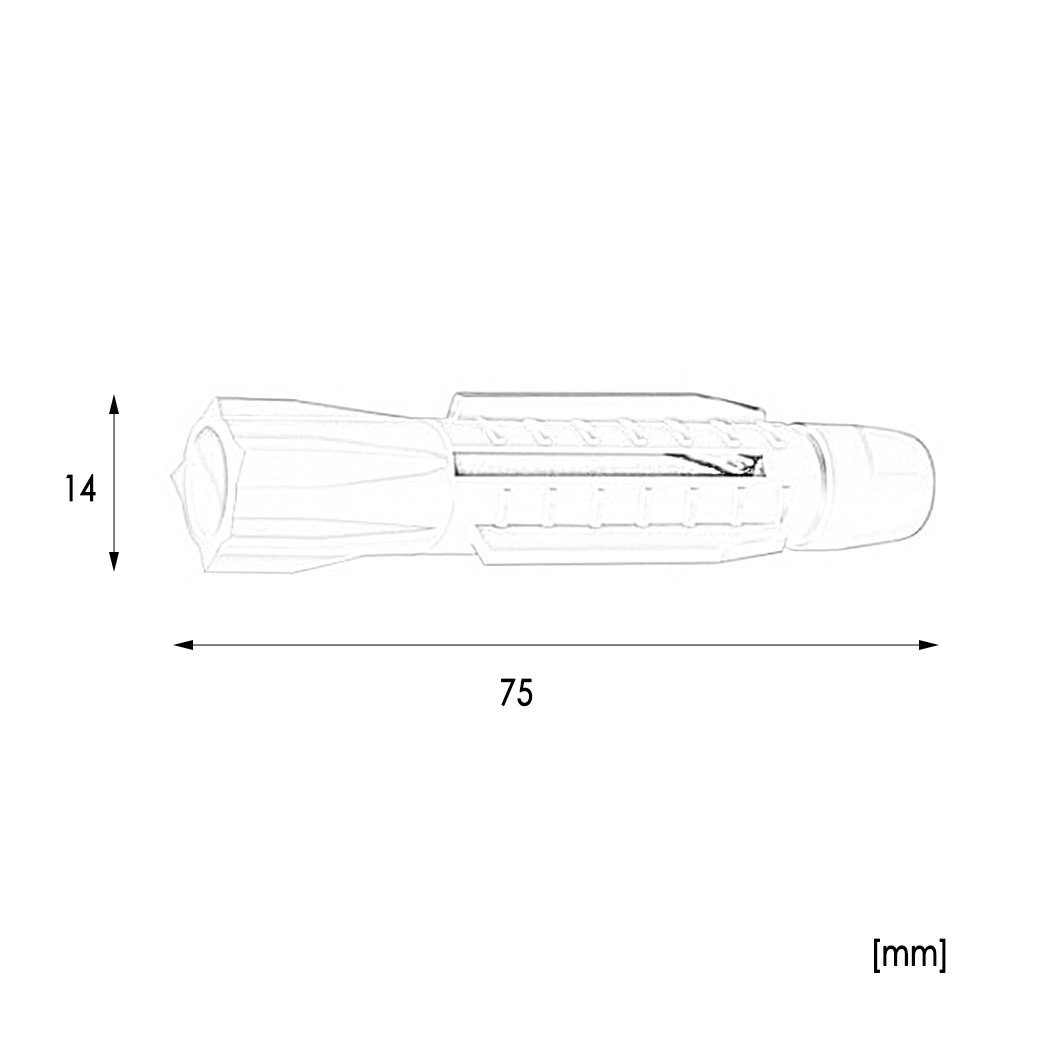 Nylon ohne M14 14mm Schraube, Dübelgeometrie 800x Kragen Multizweckdübel 14x75 (800-tlg), grau ohne Kragen IGcons schlanke Multidübel Dübel