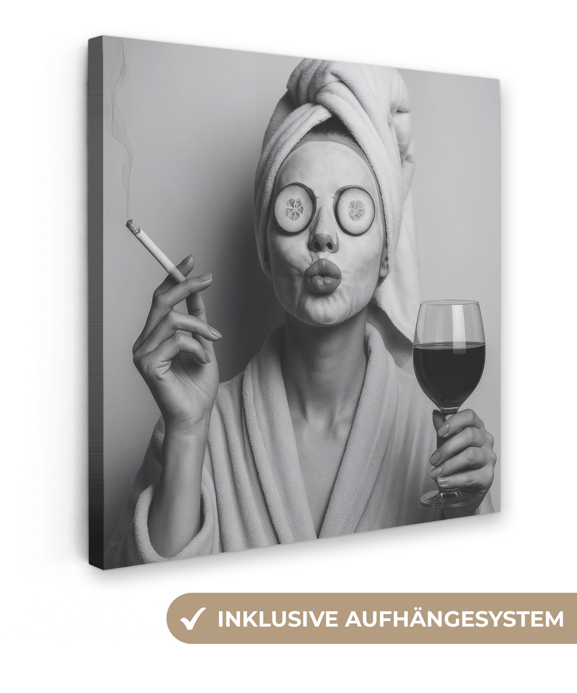 OneMillionCanvasses® Leinwandbild Frau - Maske - günstig online kaufen