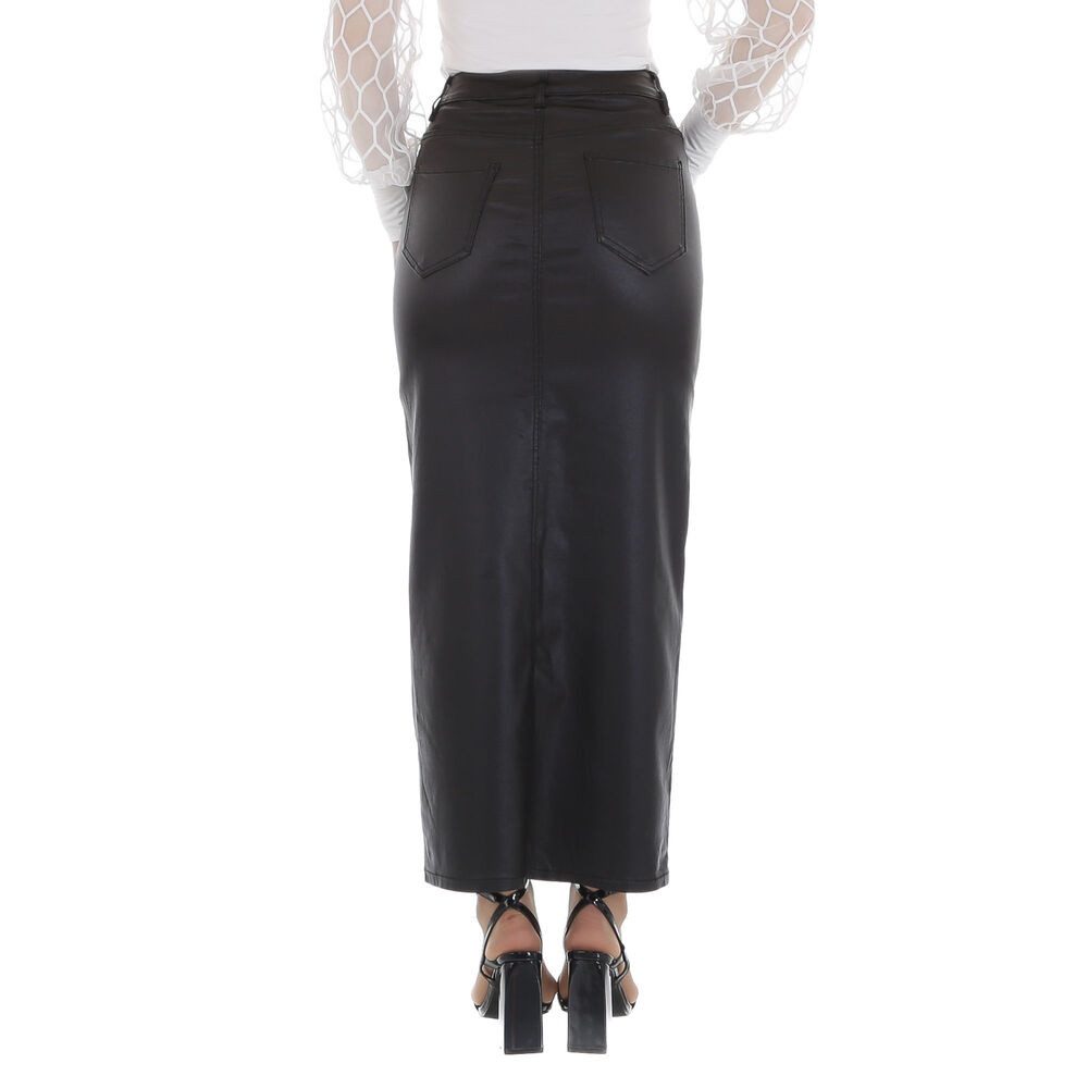 Ital-Design Maxirock Damen Elegant (86358993) Glänzend Maxirock in Schwarz