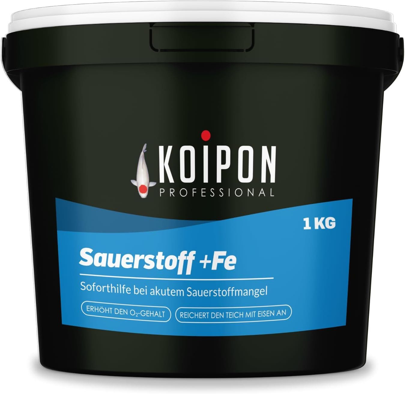 KOIPON Teichpflege KOIPON Sauerstoff +FE Aktivsauerstoff Soforthilfe Sauerstoffmangel, Eisenzusatz, Fischverträglich, Ganzjährig, Made in Germany