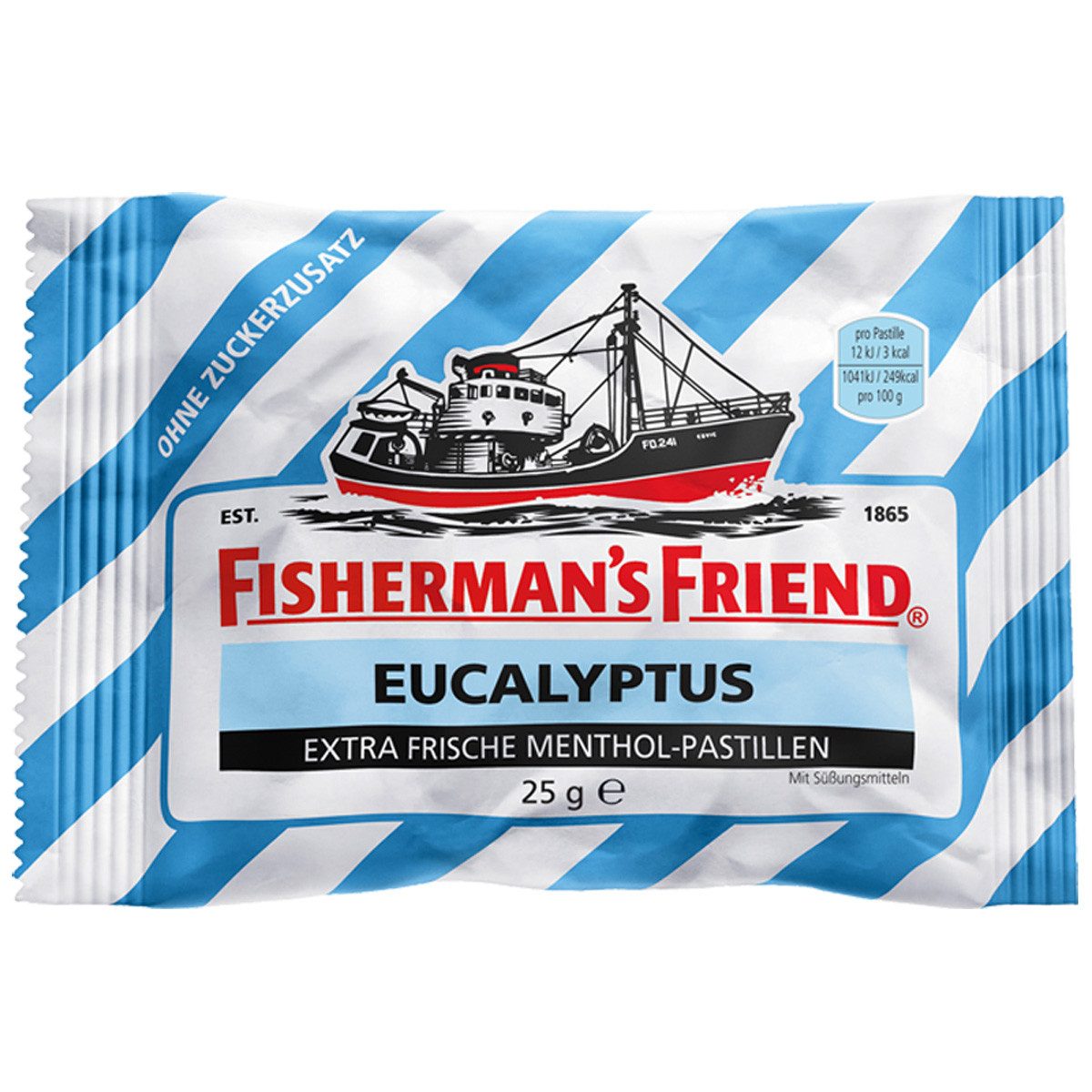FISHERMAN'S FRIEND Süßigkeit, Fishermans Friend Eucalyptus Menthol Pastillen ohne Zuckerzusatz 25g