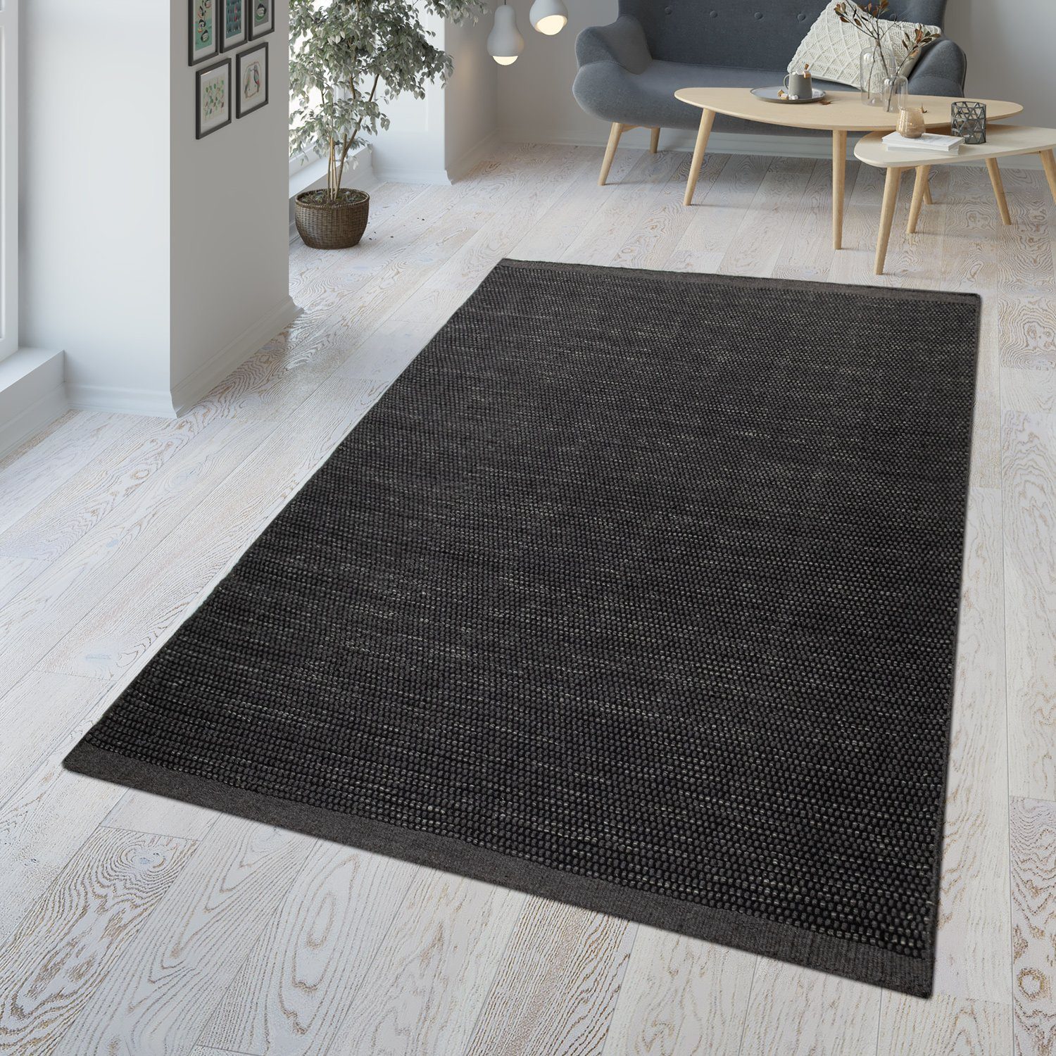 Teppich Handgewebter Teppich Aus Woll-Baumwoll-Mischung Wabenmuster, TT  Home, rechteckig, Höhe: 12 mm, 80 % Wolle, 20% Baumwolle