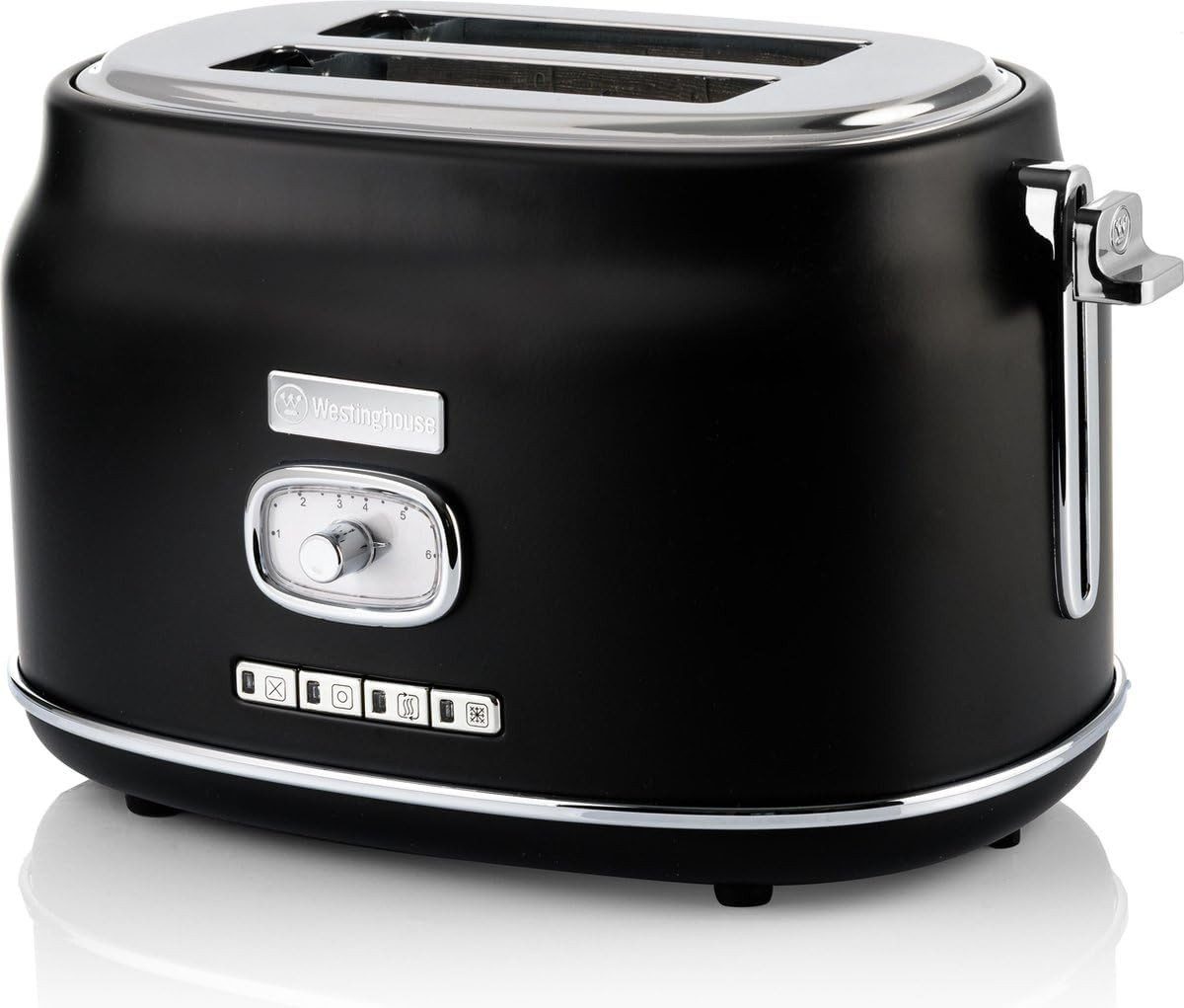 Westinghouse Toaster Retro-Serie 2-Scheiben 815 W mit Brötchenaufsatz, 2 kurze Schlitze, für 2 Scheiben, 815,00 W, extra breite Schlitze, Brötchenaufsatz, Auftaufunktion