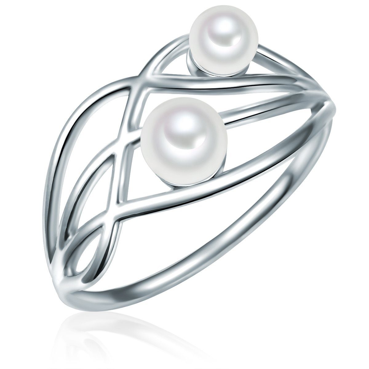 Perlenring silber