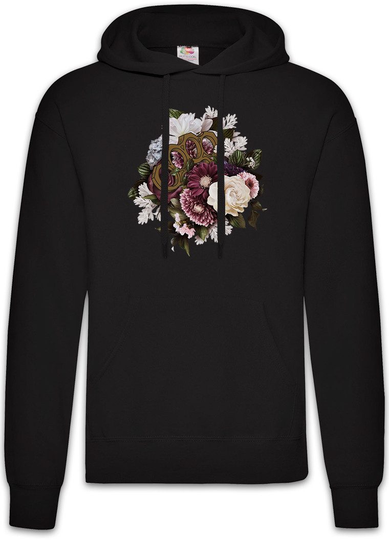Hoodie Brass Knuckles And Flowers Herren Hoodie Tattoo Oldschool Newschool