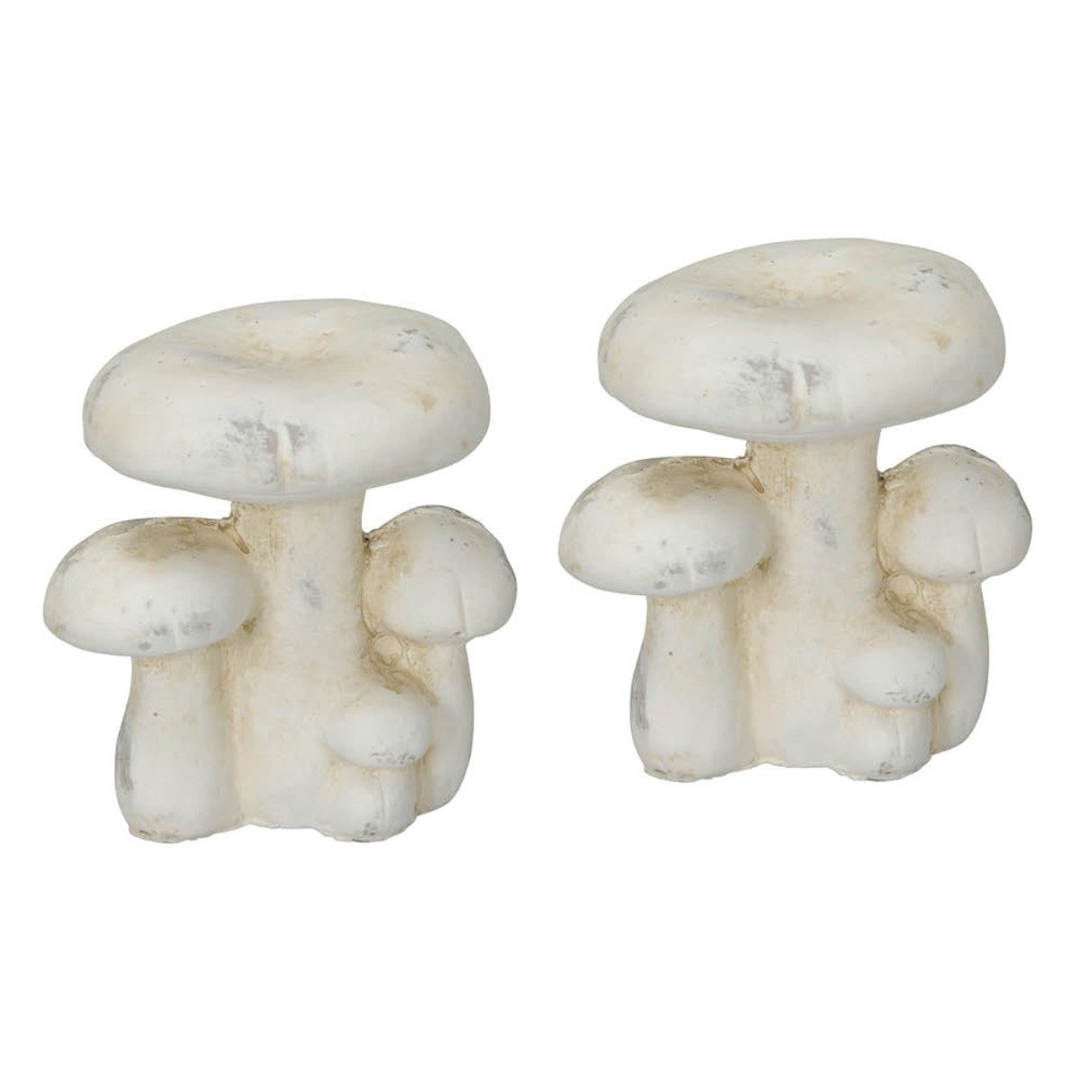 finehomegarden Dekofigur Pilzgruppe Zement 2erSet Pilz creme 9,5x8cm H10 cm Skulptur (2 St., 2 er Set), Dekoobjekt Herbstdeko Wald Herbst / Paket