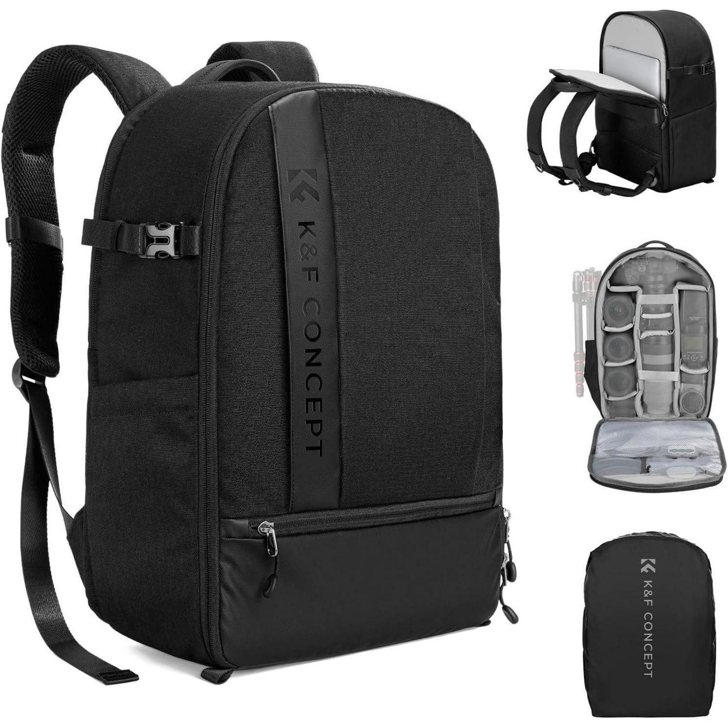 LuxusKollektion Fotorucksack Kamerarucksack 18L Laptopfach 15,6 Zoll Regenschutz DSLR 18L D-schwarz