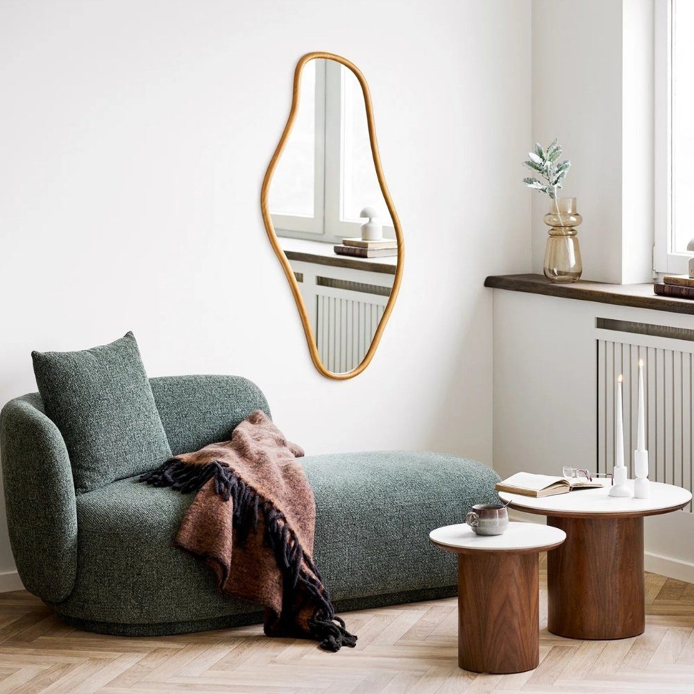LebensWohnArt Wandspiegel Wandspiegel RECTORY 120x60 cm mit organischem Holzrahmen Natur