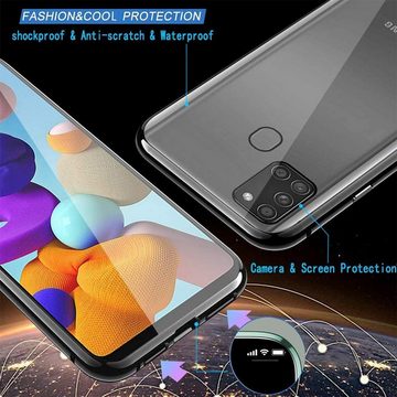 CoolGadget Handyhülle »Metall Magnet Handy Case für Samsung Galaxy A21s« 6,5 Zoll, Hülle 360 Grad Schutz Cover Gehärtetes Glas für Samsung A21s