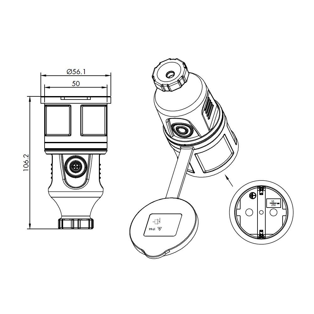 ARLI 4x Schutzkontaktkupplung Federabdeckung spritzwassergeschützt Schuko Stromadapter, IP44 Schutzkontakt Kupplung Buchse Stromkabel Verlängerung