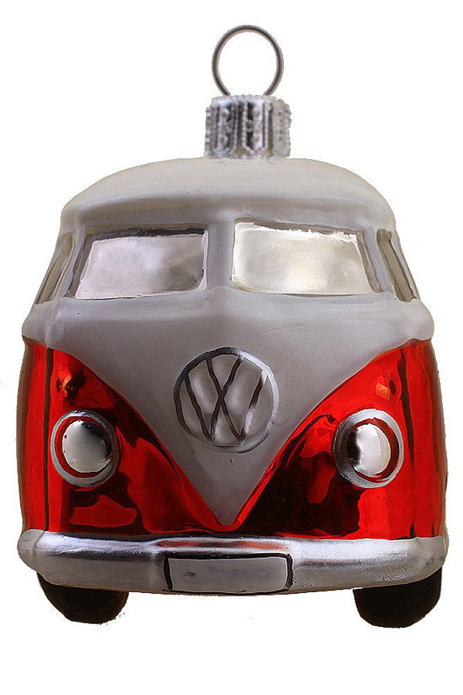 Hamburger Weihnachtskontor Christbaumschmuck VW Bus rot Official Licensed Produkt, Dekohänger - mundgeblasen - handdekoriert