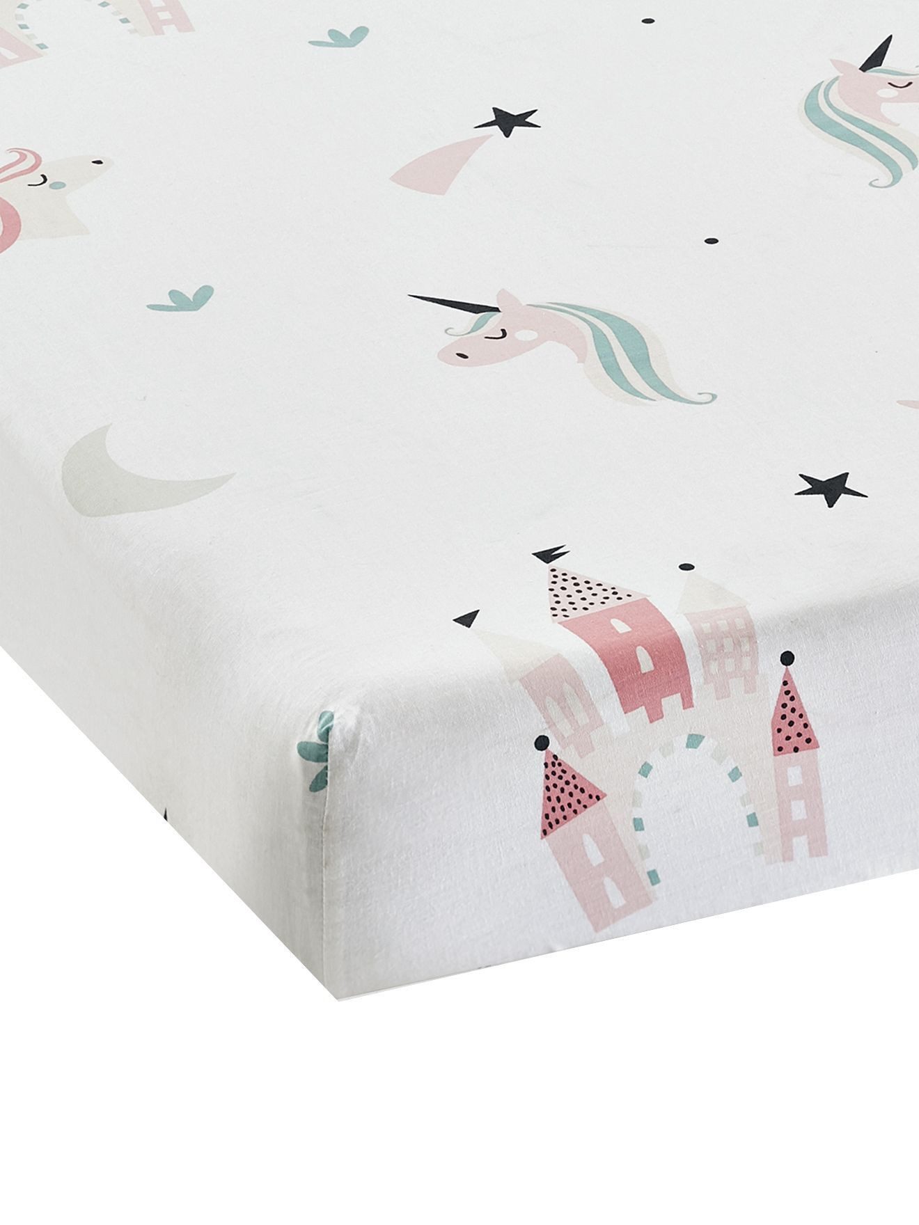 vertbaudet Spannbettlaken Kinder Spannbettlaken EINHÖRNER, Baumwolle günstig online kaufen