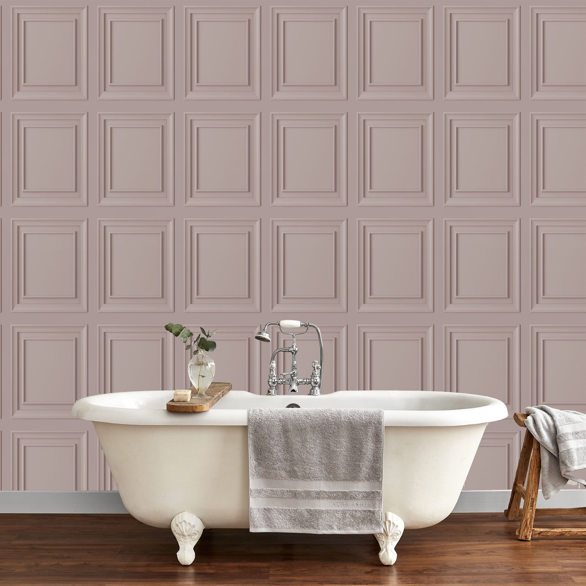 LAURA ASHLEY Vliestapete Laura Ashley Redbrook Wood Panel Blush Vliestapete, glatt, 3D-Optik, (1 St), Laura Ashley Redbrook Wood Panel Blush Vliestapete