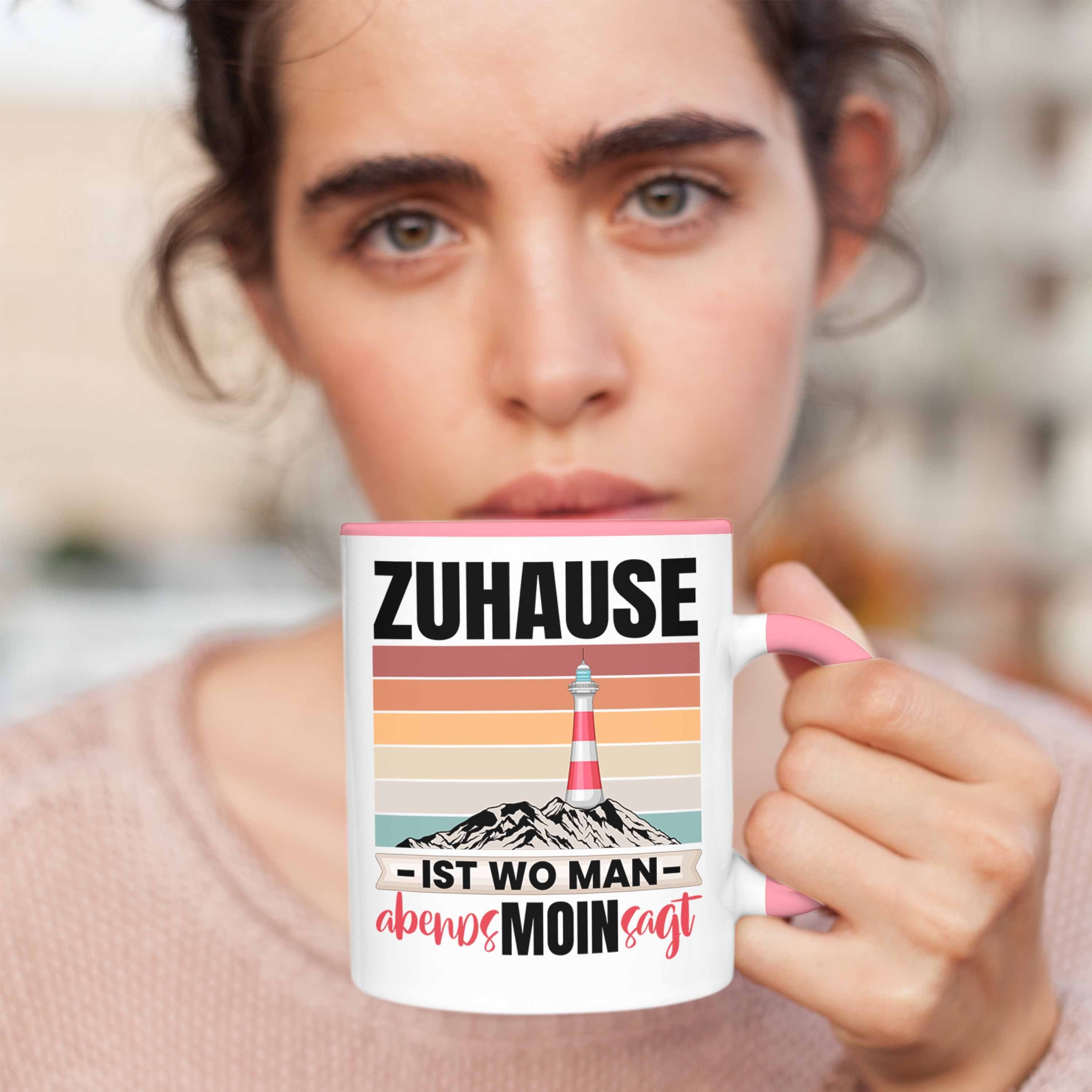 Geschenk Moin Abends Wo Norddeutschland Sagt Tasse Rosa Ist Tasse Trendation Man Zuhause