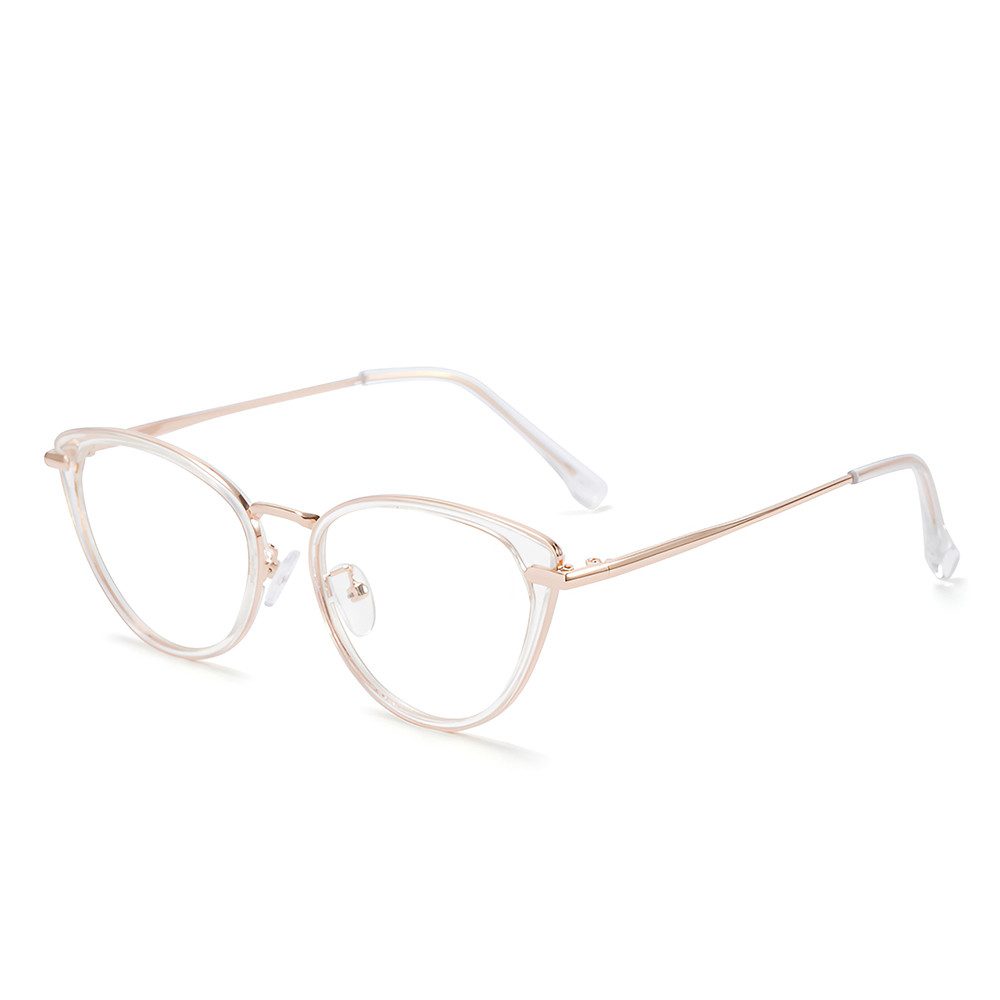 PACIEA Brille Ohne Sehstärke Damen Cat Eye Anti Blaulicht Metall Computerbrille