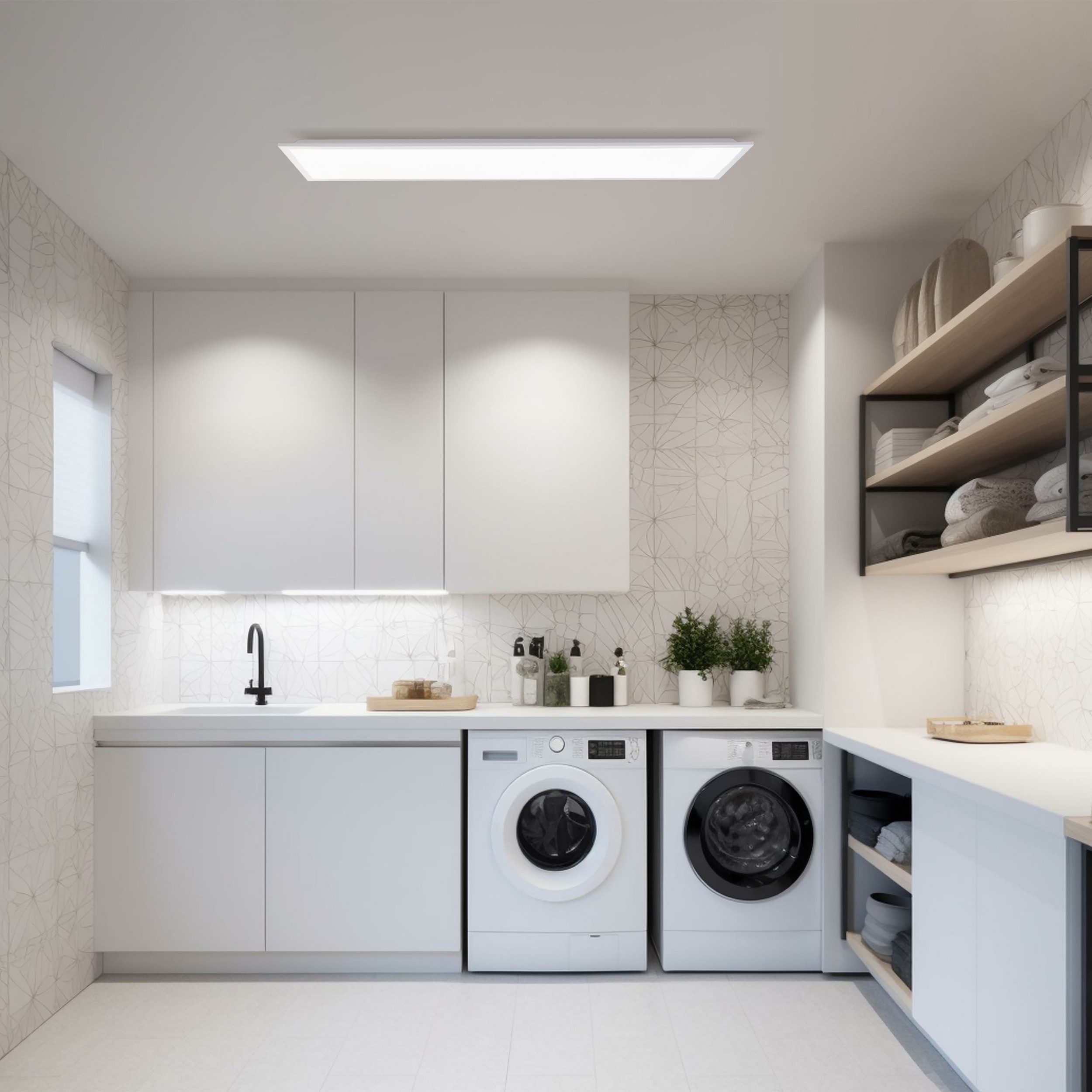 Lightbox LED Panel, LED fest integriert, Neutralweiß, LED Deckenaufbau-Paneel, 120x30 cm, 4600 lm, 4000 K, Aluminium, weiß