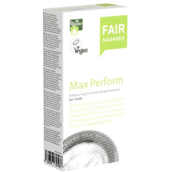 Fair Squared Kondome Max.Perform Packung mit 10 St. erektionsverstärkende Fair-Trade-Kondome mit Potenzring