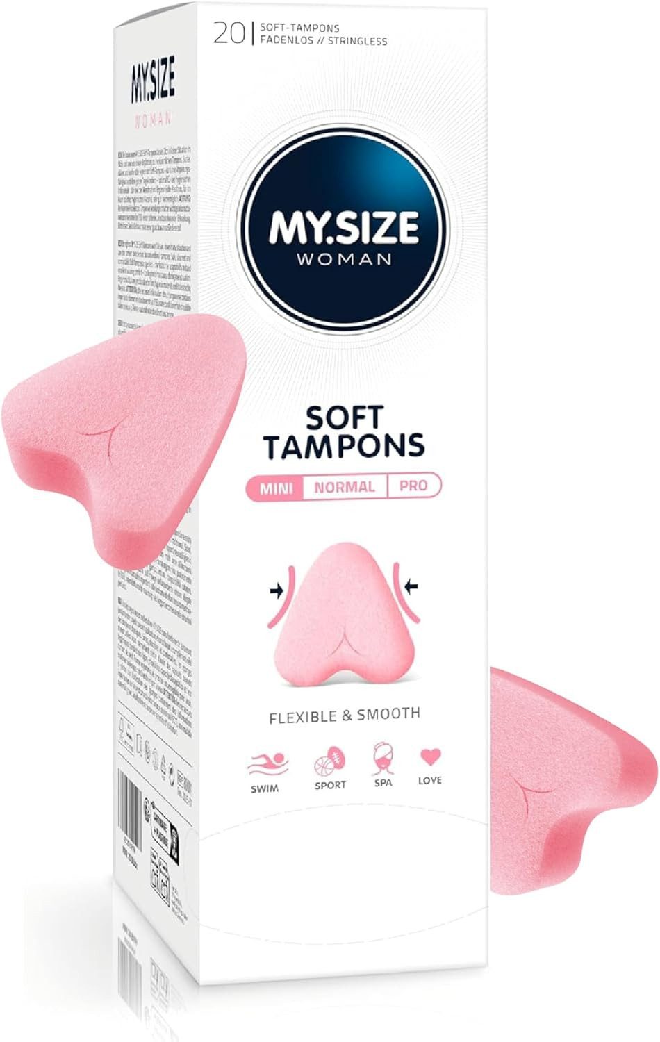 MY.SIZE Tampons Soft-Tampons, Fadenlose Freiheit für Spa, Sport und Love, Mini Gr., Fadenlose Tampons mit Lasche zum Entfernen