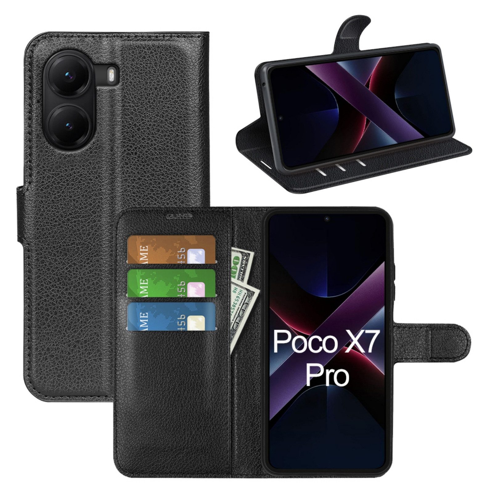 betterfon Handyhülle Handytasche für Xiaomi Klapphülle Flip Case Schwarz