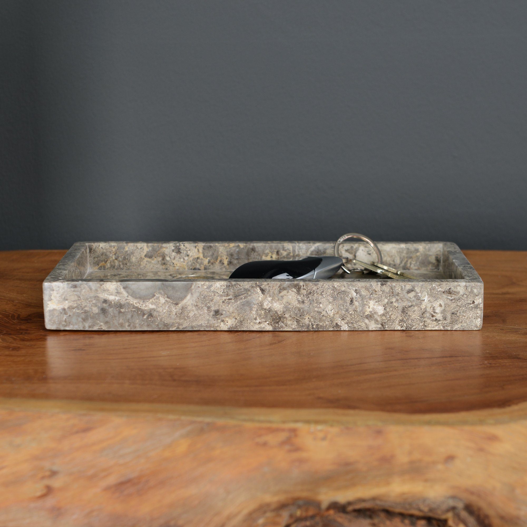30850 cm, 24 Tablett Marmor schwarz Dekotablett hellgrau eckig wohnfreuden