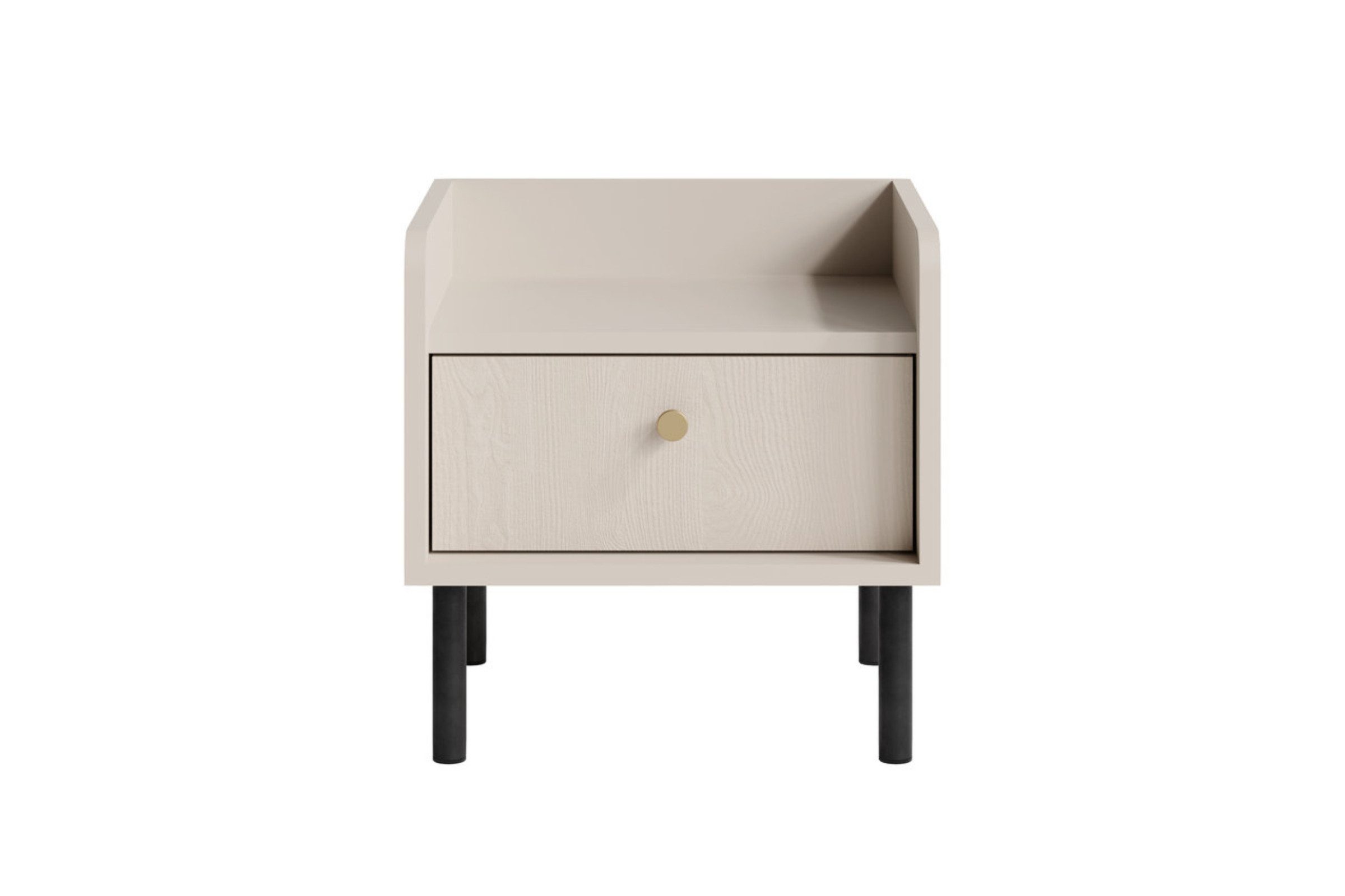Deine Möbel 24 Nachttisch GEORGIA 40 / 41 / 36 cm in Sandbeige (1-tlg., 1-St., 1-tlg), 1 Schublade, Metallfüße, kompakt, modern, Georgia-Serie