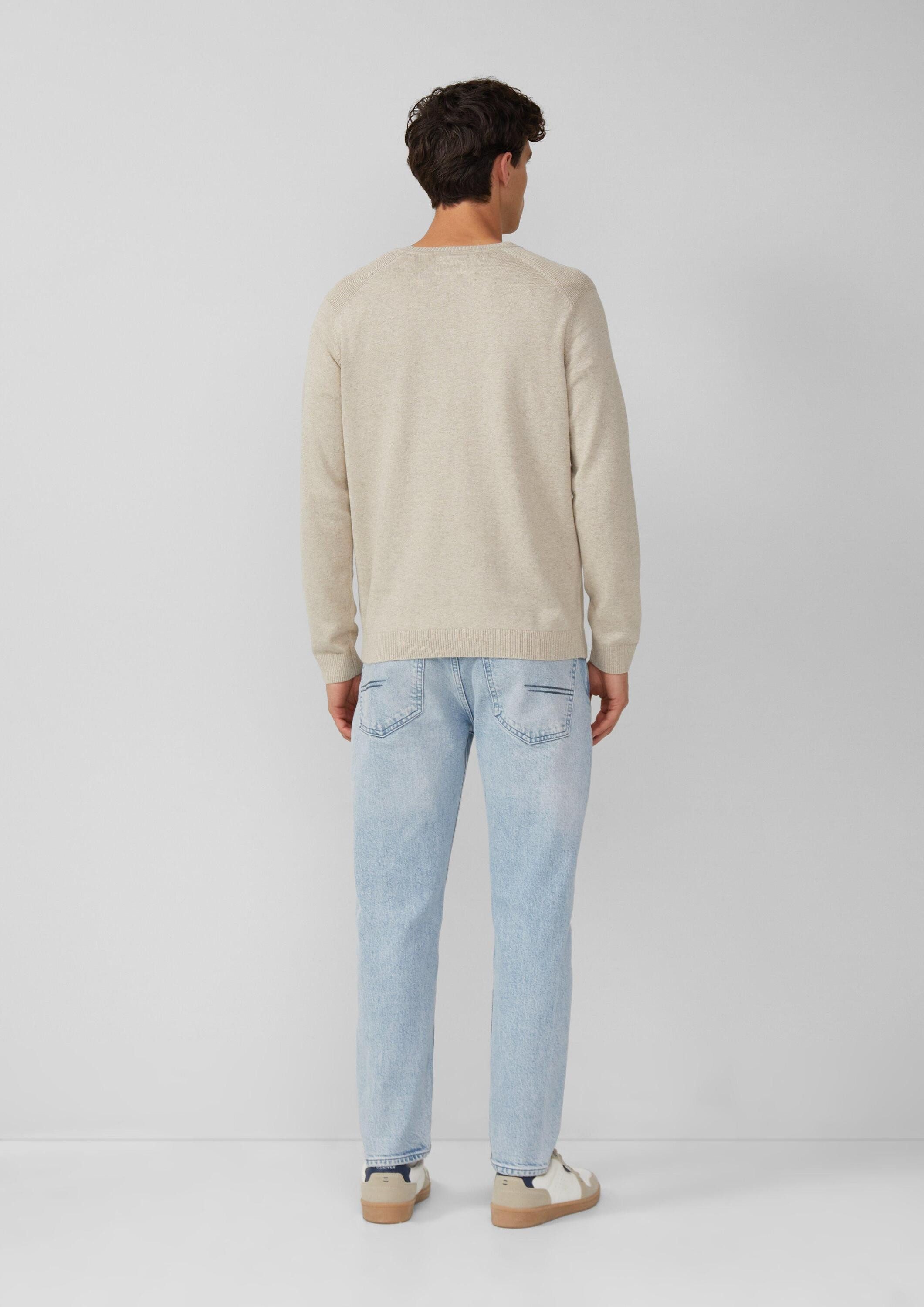 s.Oliver Longpullover Strickpullover Pullover aus Moulinéstrick mit Crew Neck und Raglanärmeln