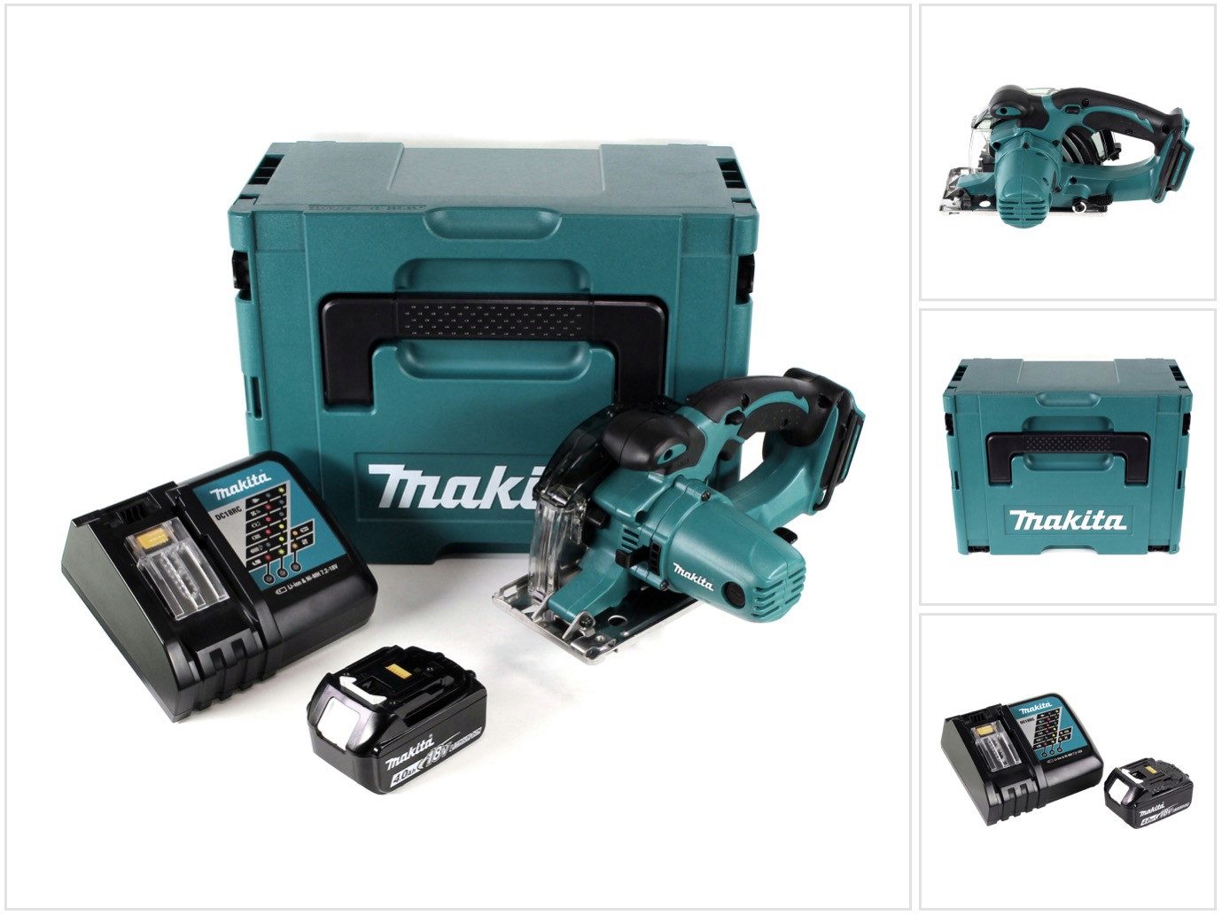 Makita Kompakt-Handkreissäge DCS 552 RM1J 18 V Akku Metall Handkreissäge 136 mm im Makpac + 1x 4,0