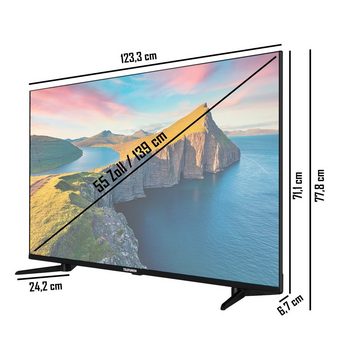 Telefunken QU55K800 QLED-Fernseher (139 cm/55 Zoll, 4K Ultra HD, Smart TV, HDR Dolby Vision, WCG, Triple-Tuner, Bluetooth, HD+ 6 Monate inkl)