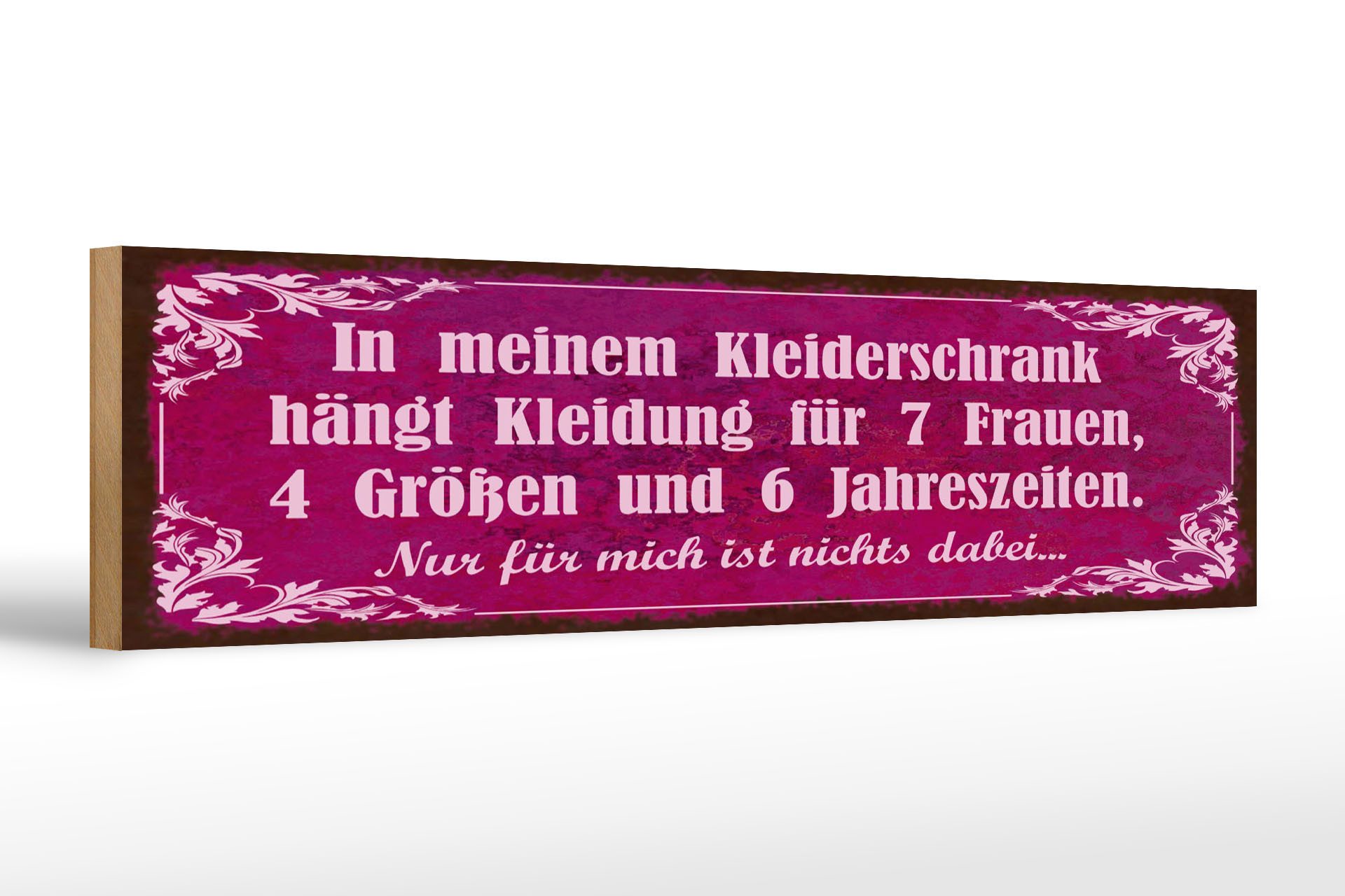 Femer GmbH Holzbild Spruch 46x10cm mein Kleiderschrank 4 Größen, (1 St), Glatte Holzfaserplatte (MDF), vorn beschichtet