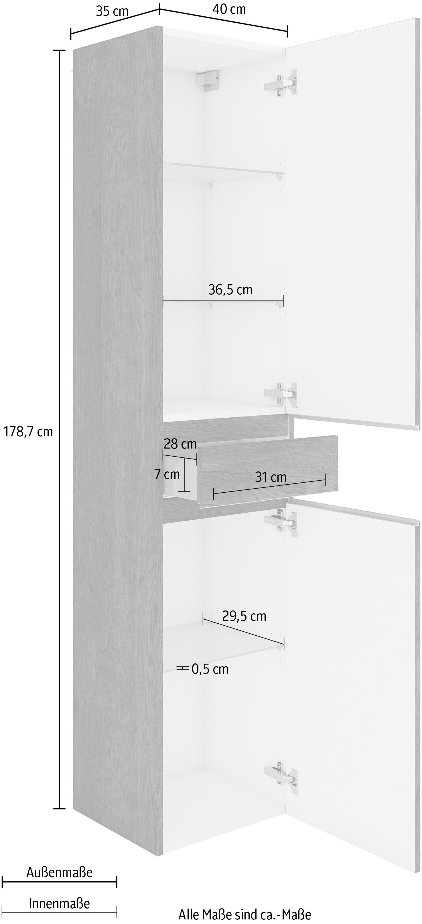 MARLIN Hochschrank Eiche Struktur natur natur NB | Struktur Eiche NB