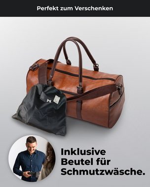 Gentlemen's Weekender - Kunstleder Reisetasche mit separatem Schuhfach, Sporttasche für jeden Anlass - vegan mit Schultergurt und Trackerfach