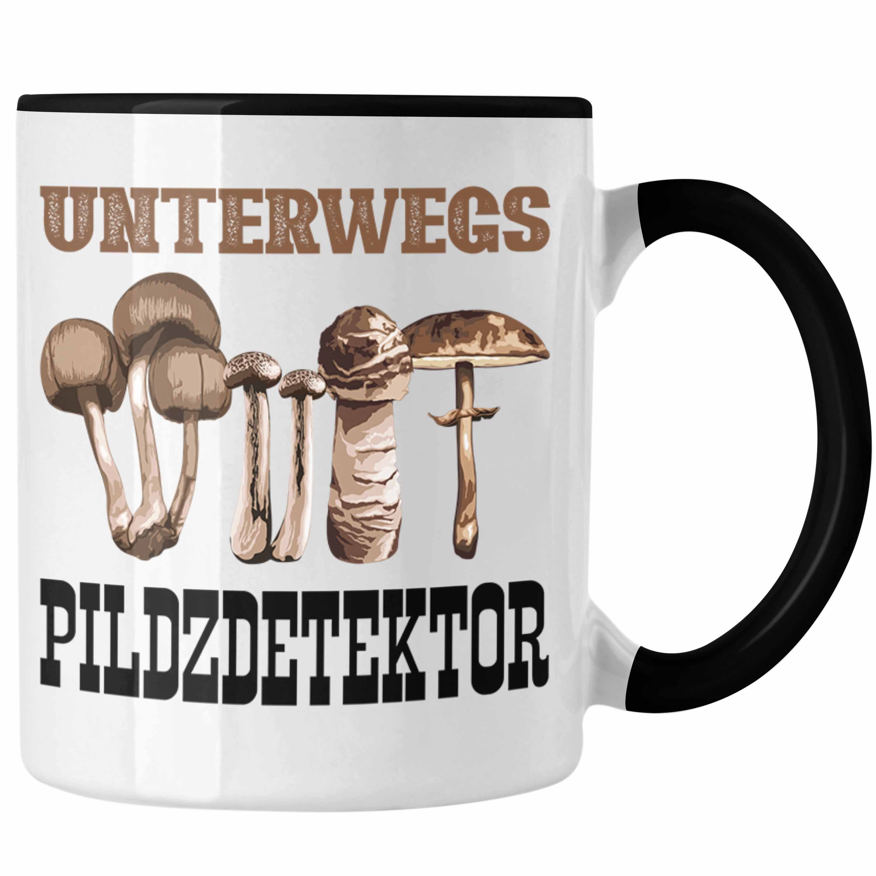 Trendation Tasse Trendation - Pilzsammler Geschenk Tasse Pilze Sammeln Kaffeetasse Geschenkidee Pilzsucher Pilzliebhaber Spruch Schwarz