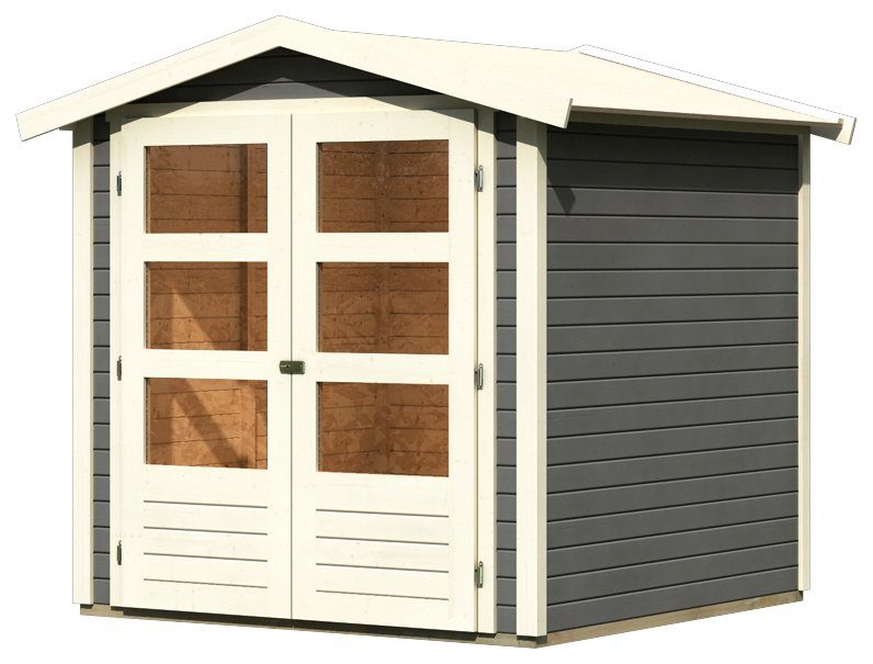 Karibu Gartenhaus Amberg 2, BxT: 213x197 cm, (Set), anthrazit, naturbelassen oder terragrau